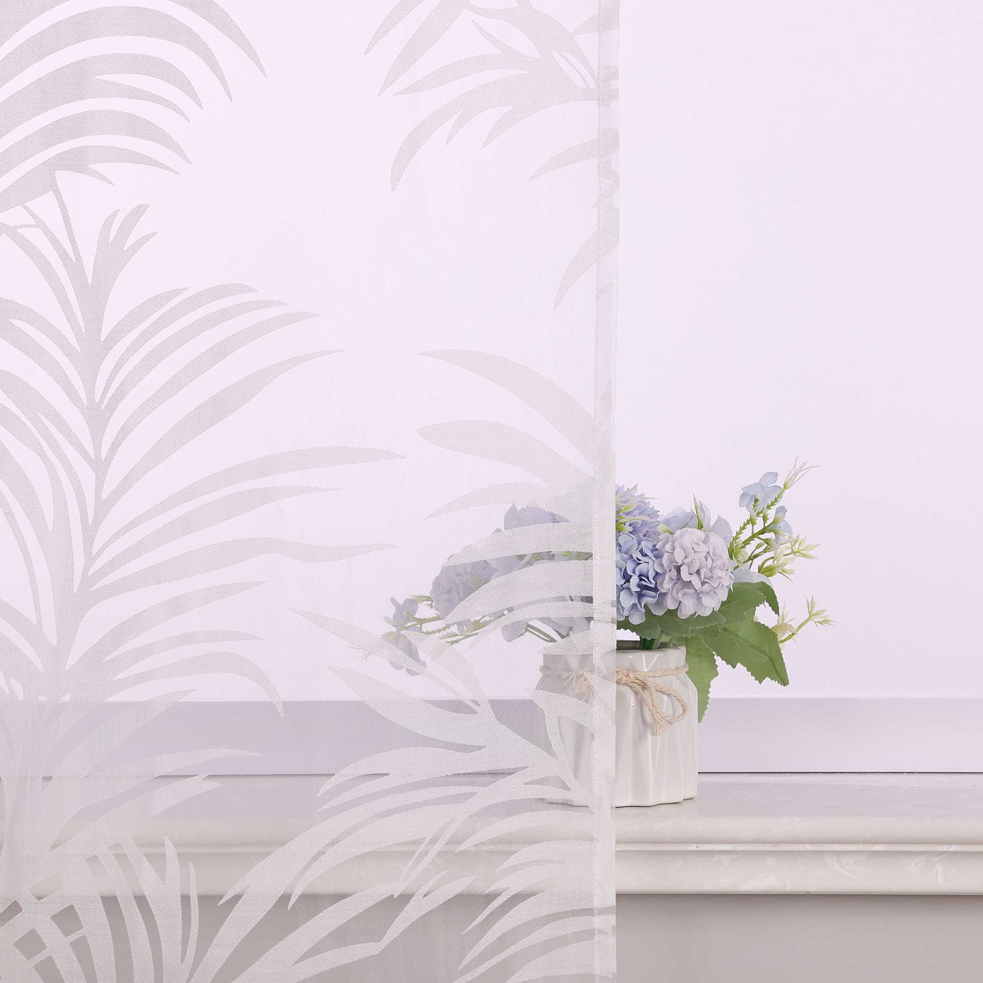 2er Set Schiebegardinen für Schienensystem mit Ingwerblattmuster