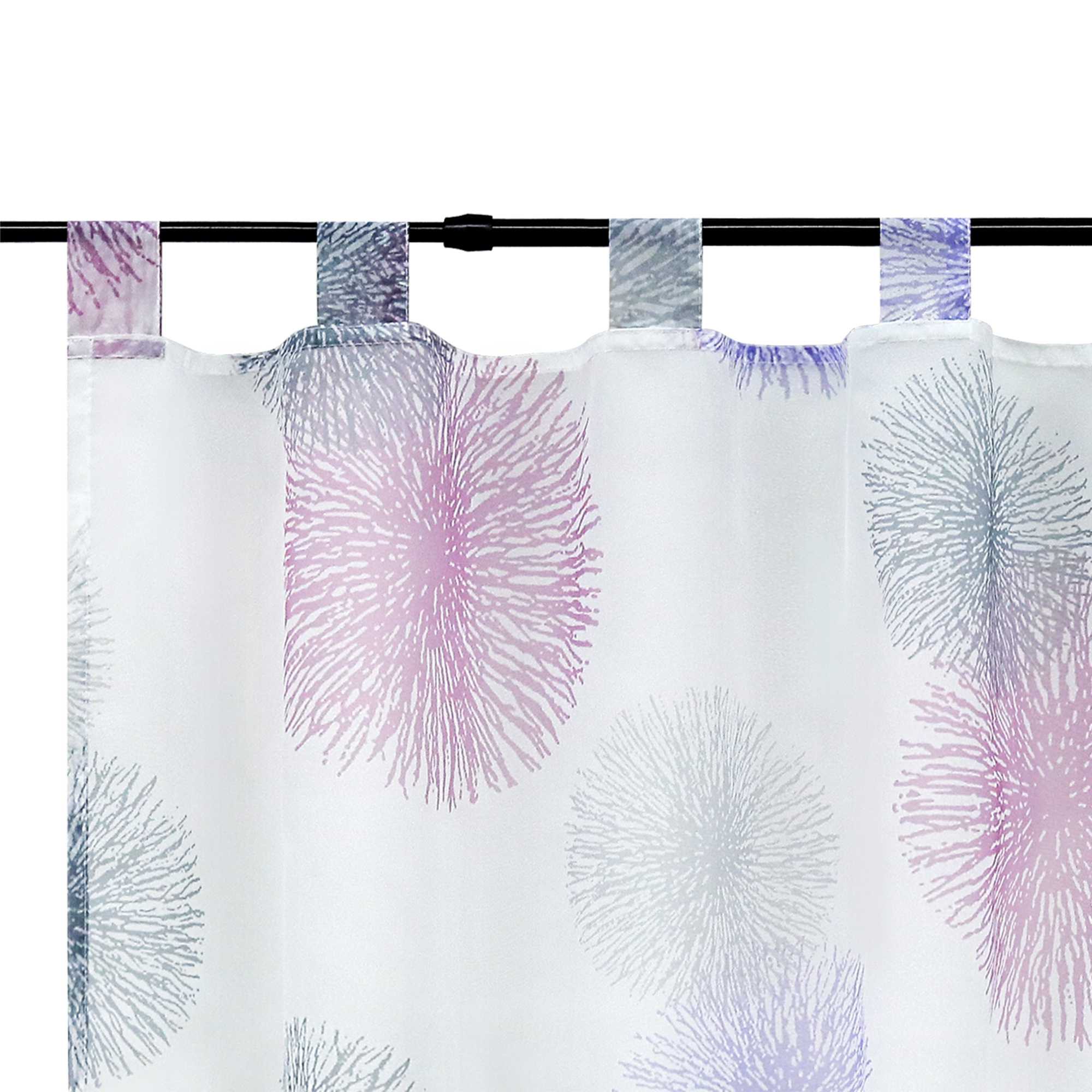 Scheibengardine Schlaufengardine mit Feuerwerksmuster Feriendeko halbtransparent Pflegeleicht Lichtdurchlässig 1 stück