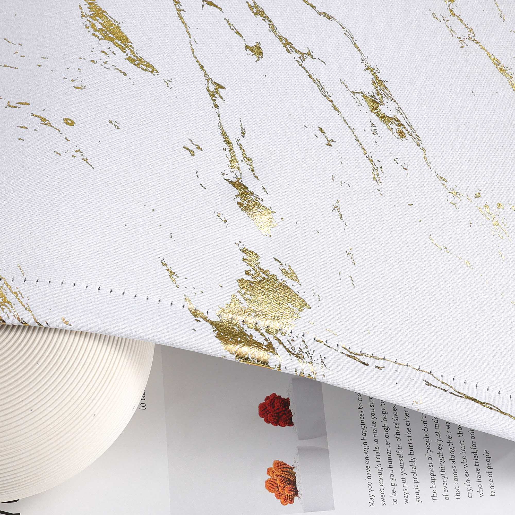 Verdunkelungsvorhang mit Marmor-Optik luxuriöser Fensterschal Wohnzimmer 1 Stück