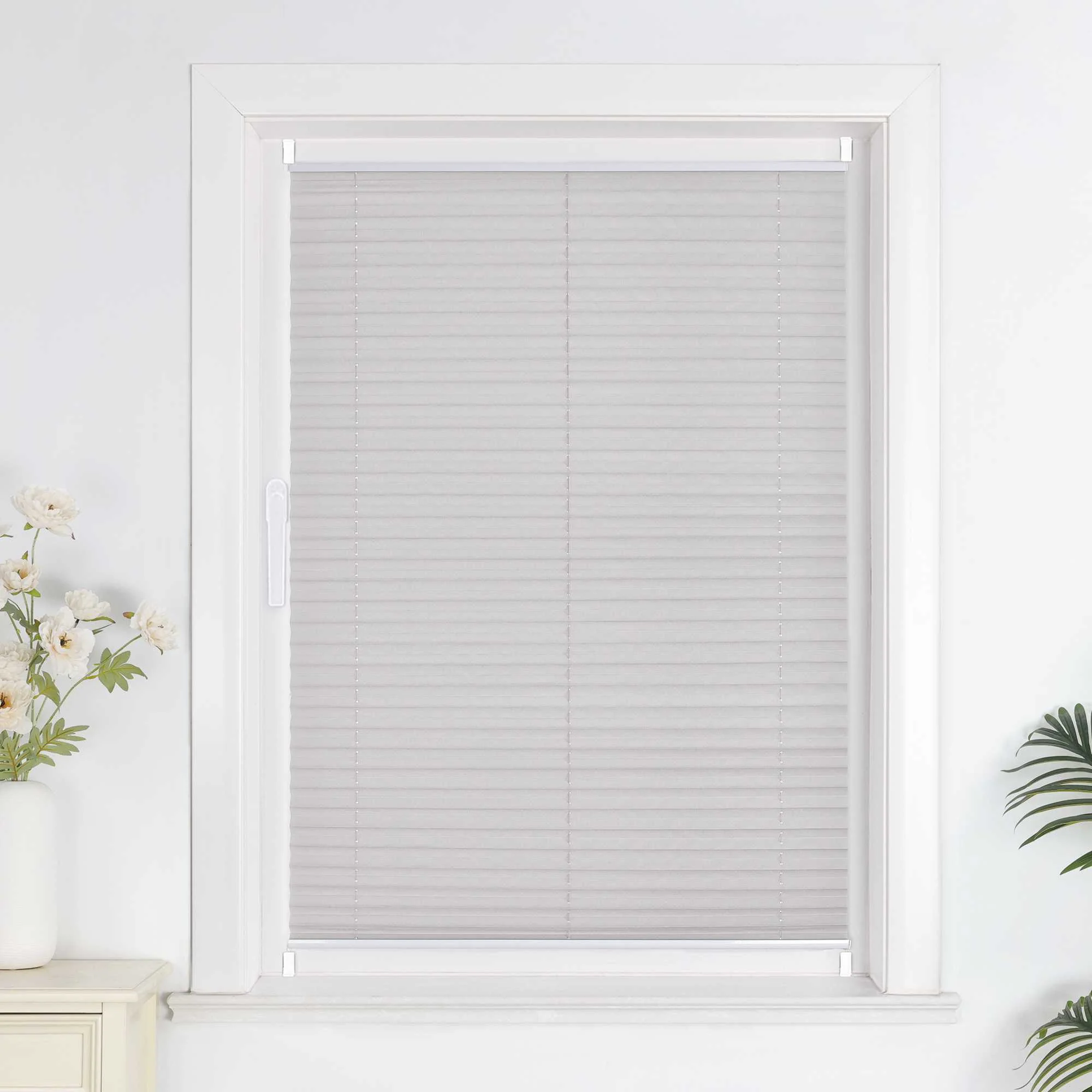 Plissee Rollo Grau ohne Bohren aus Polyester 1 stück