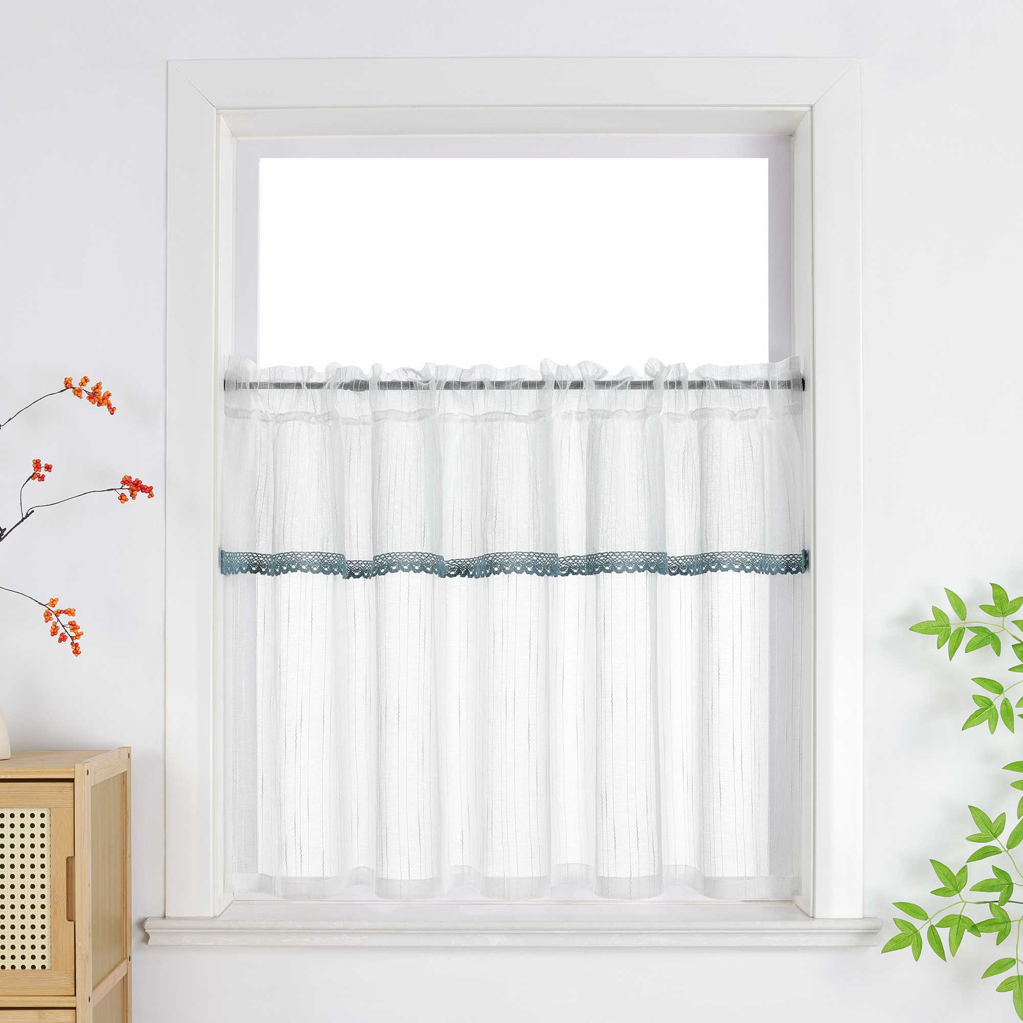 Delien Wohnzimmer Gardinen modern mit Spitze am Oberteil