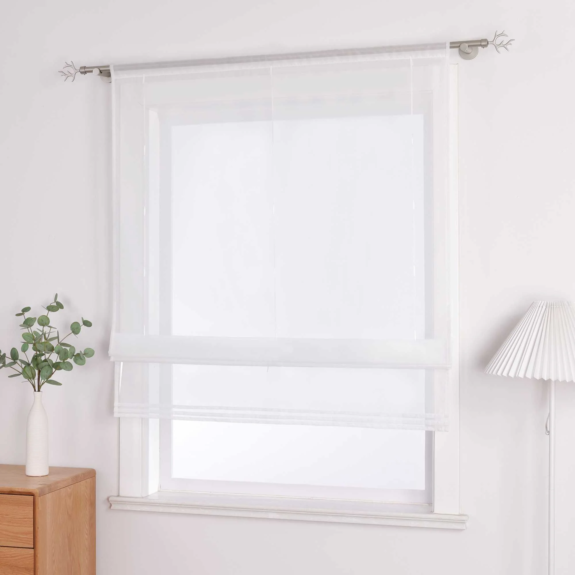 Rollos durch Stangendurchzug Transparente Luftig Unifarbig 1 Stück