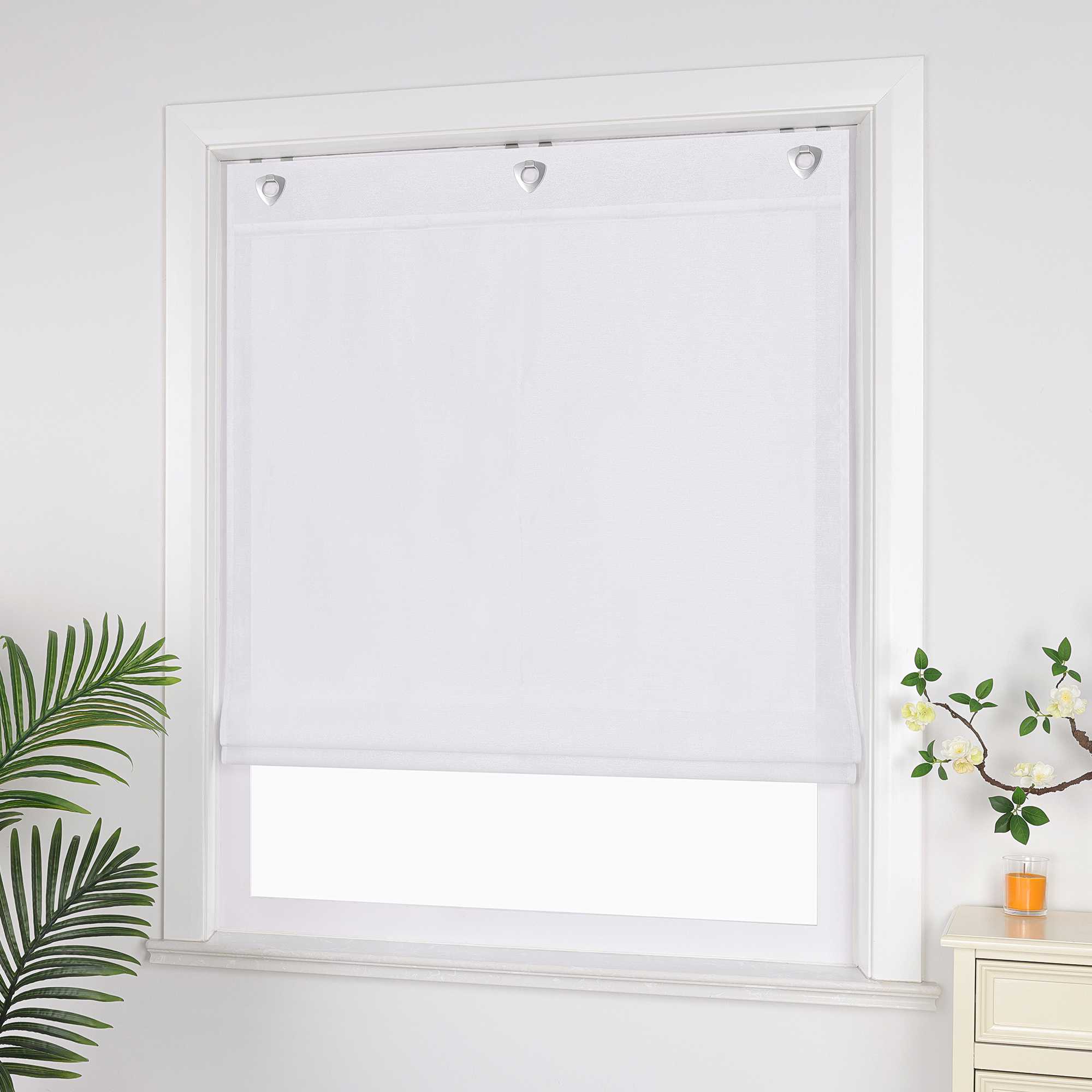 Raffrollo ohne Bohren unifarbe mit feinen horizontalen Streifen