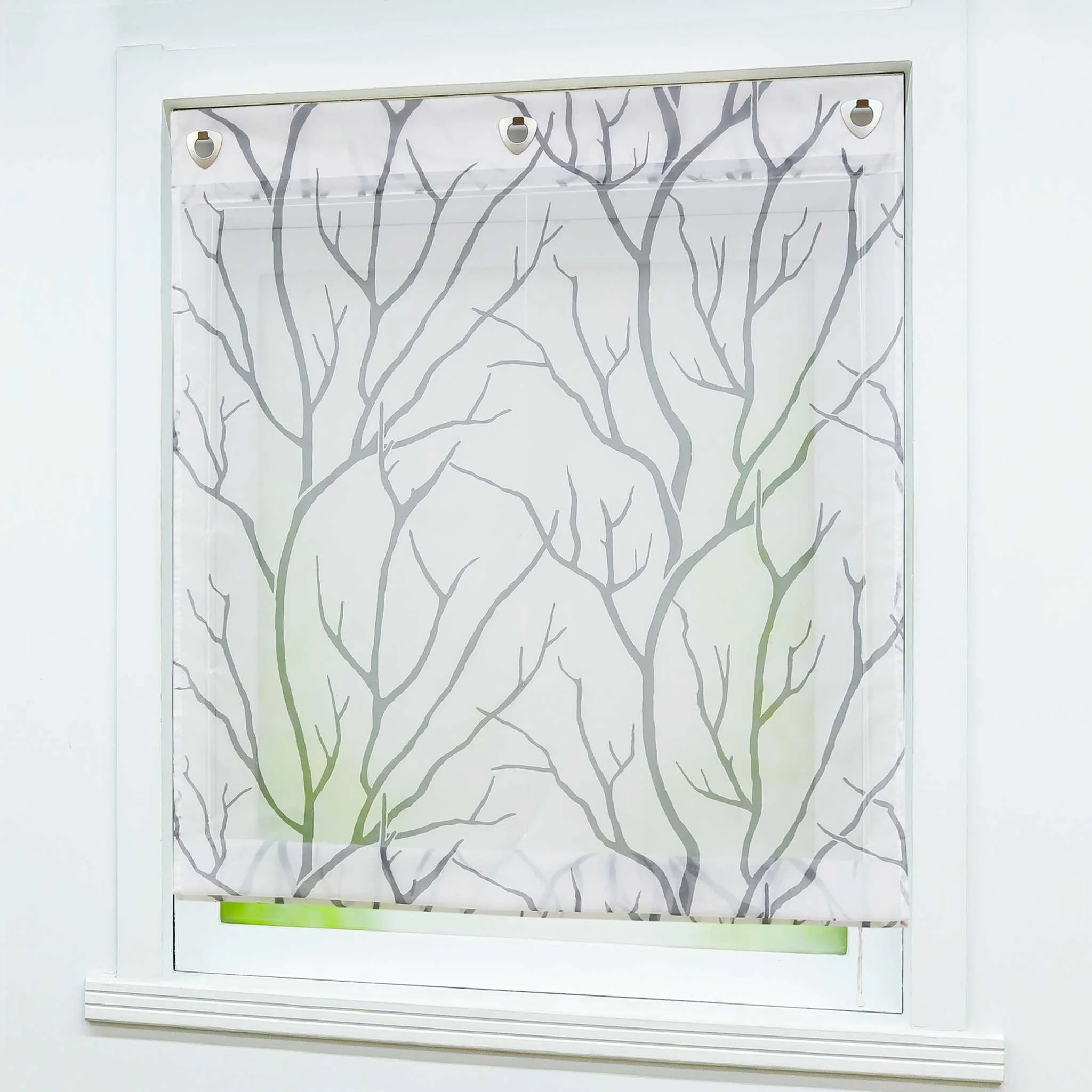 Rollos mit U-Haken halbtransparent Zweigmuster Lichtdurchlässig 1 Stück