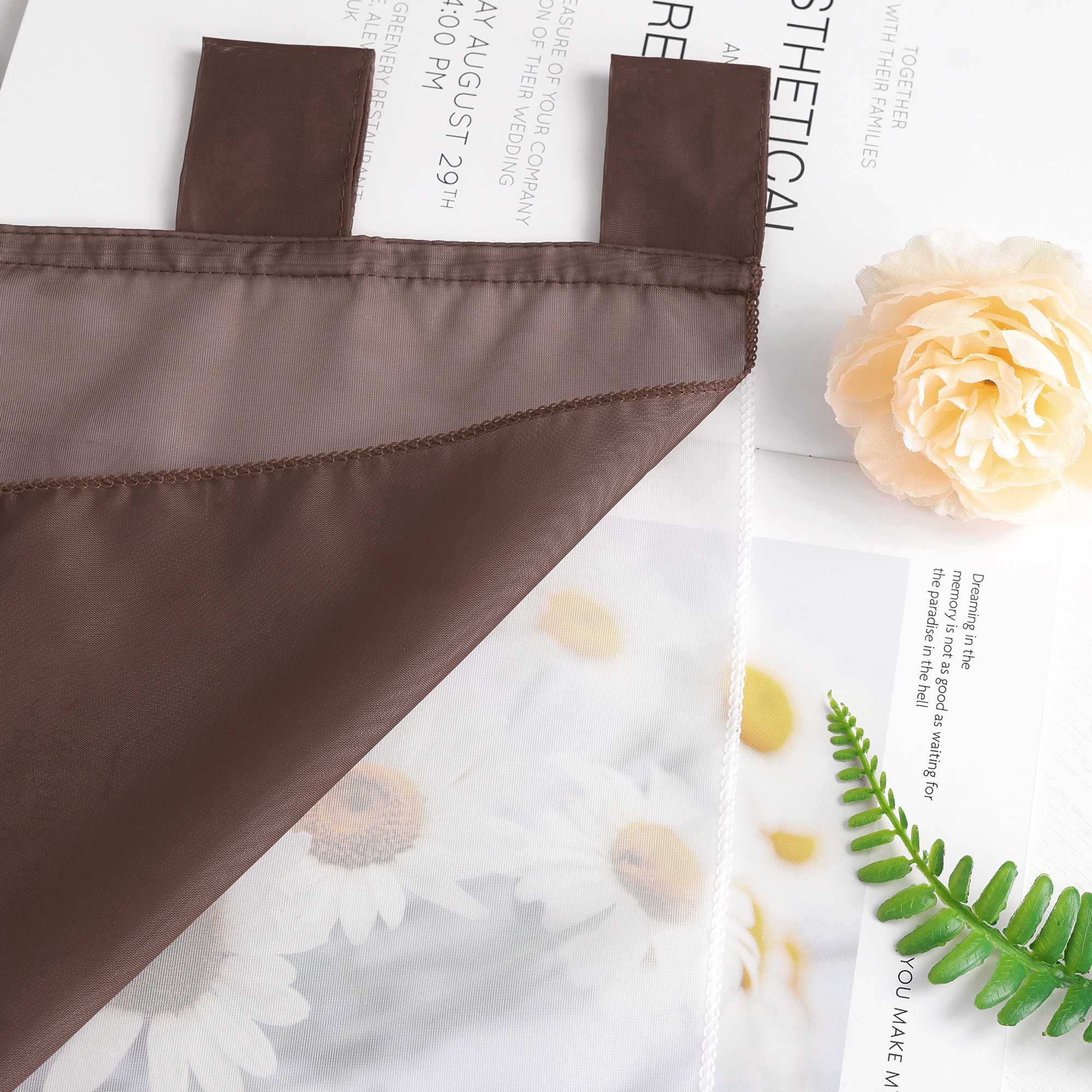 Delien gardinen kurz mit Schlaufen und Dreiecksform-Abschluss 2er Set