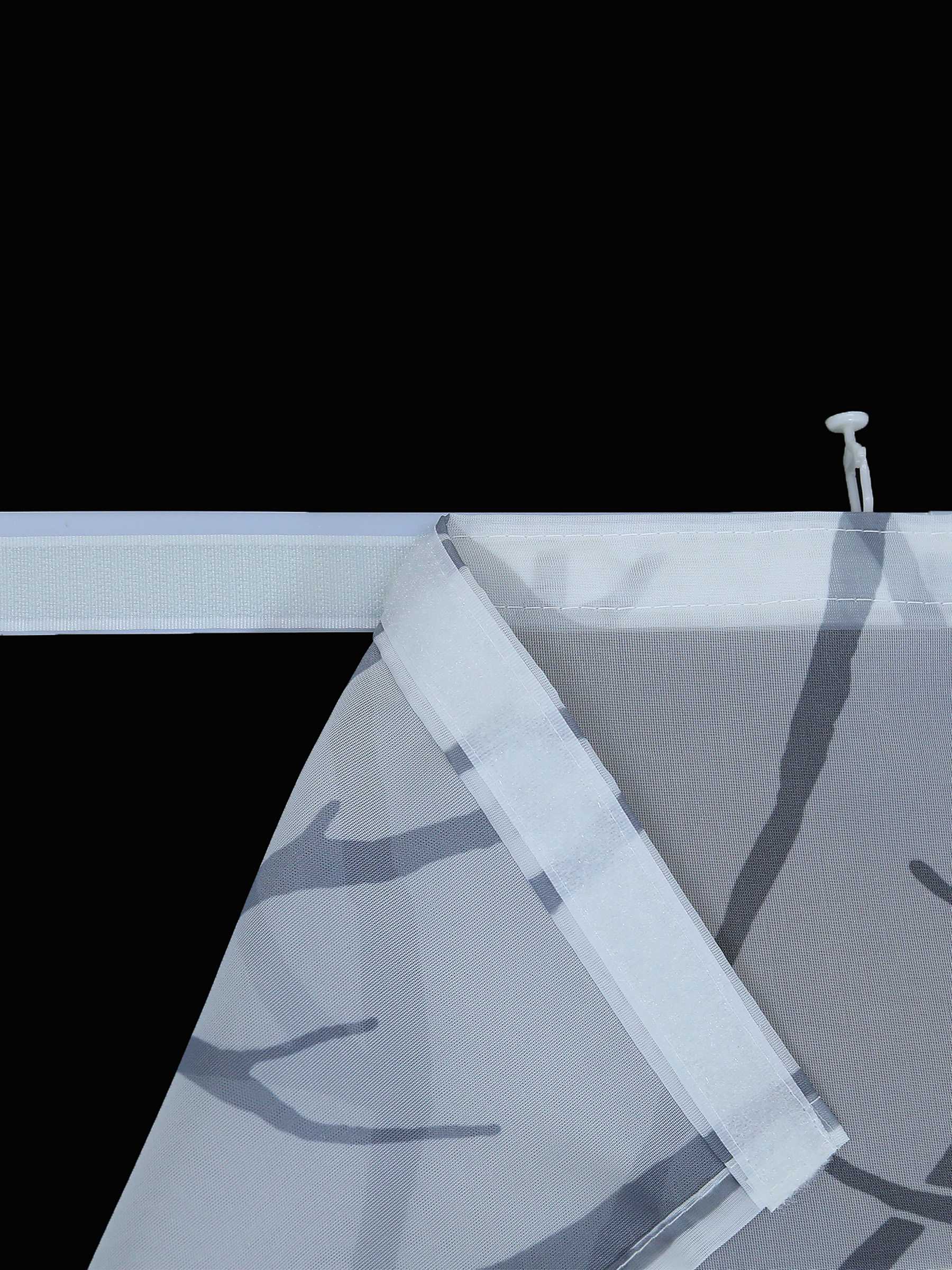 Halbtransparente Schiebegardinen Klettbandschal mit Zweigmuster Lichtdurchlässig 2 er Set