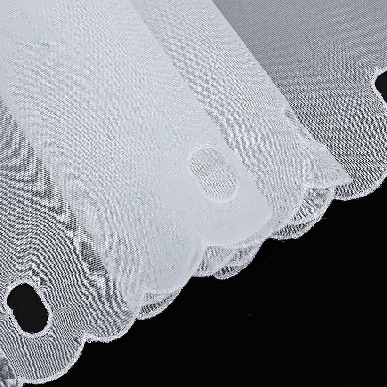 Scheibengardine Kurze Schlaufengardine mit Blumenmuster transparent lichtdurchlässig 1 Stück