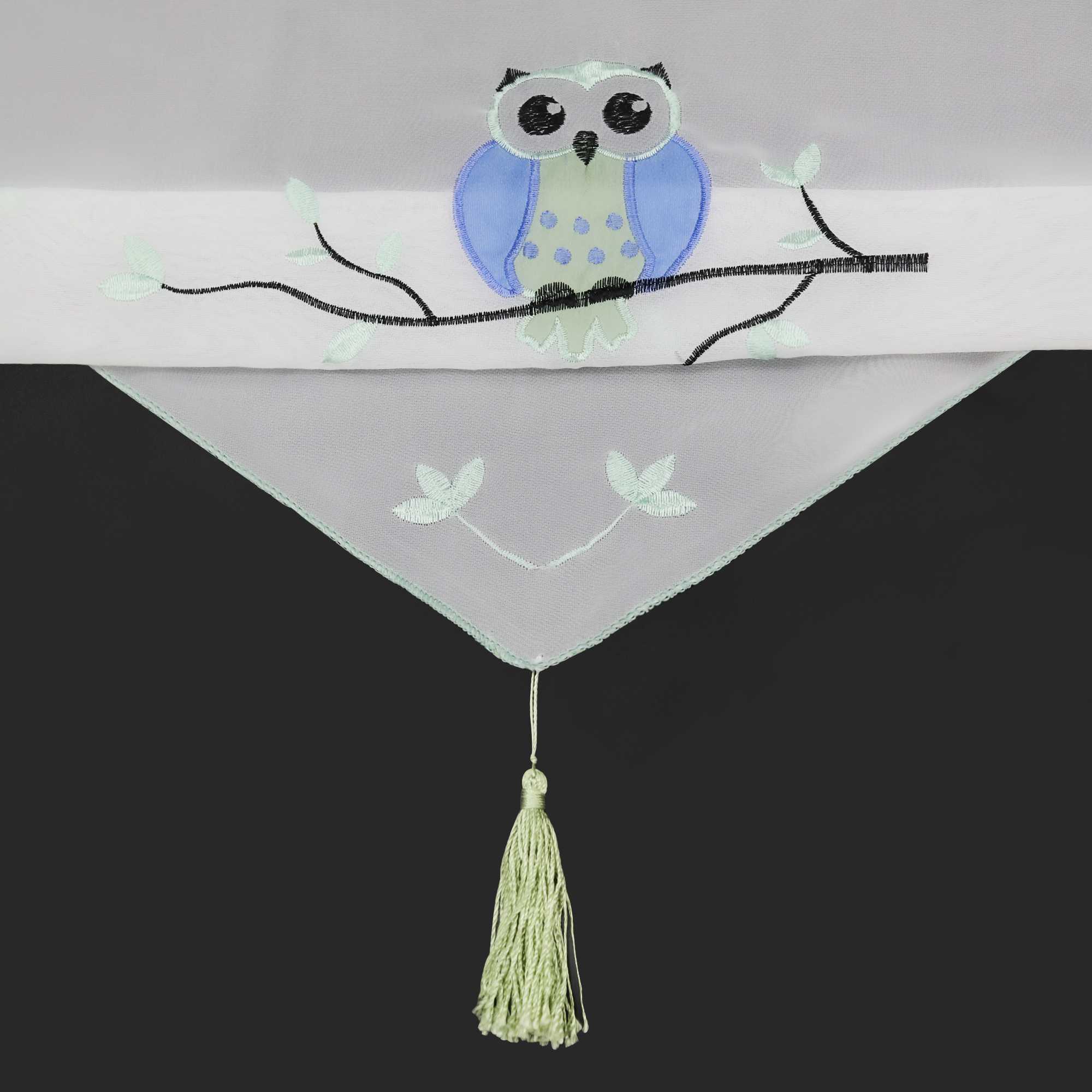 Elegante Bistro Gardinen mit Eulen für kleine Fenster 1 Stück