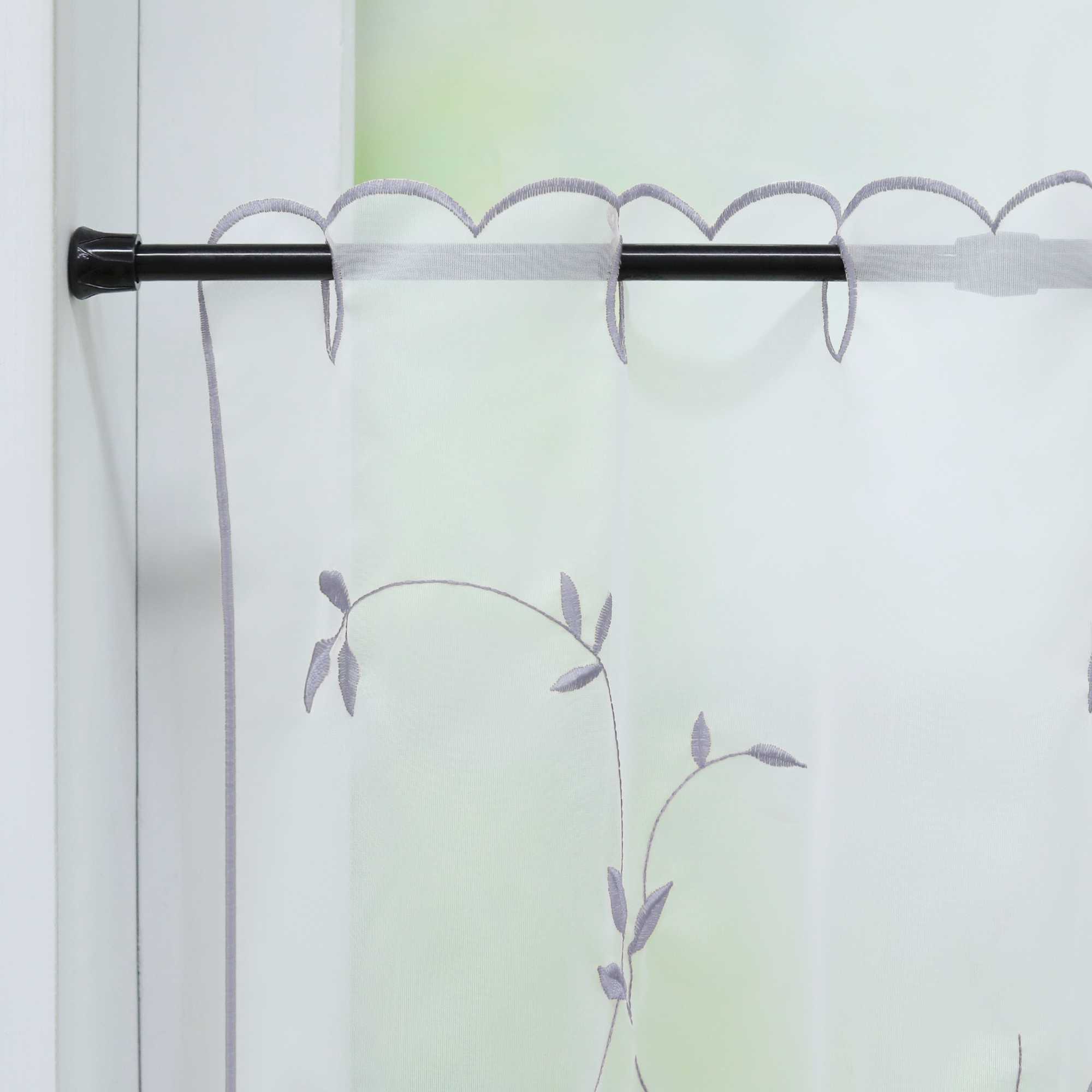 Scheibengardinen Voile Bistrogardinen mit Blattstickerei Transparent Bestickte Küche Kurzstores