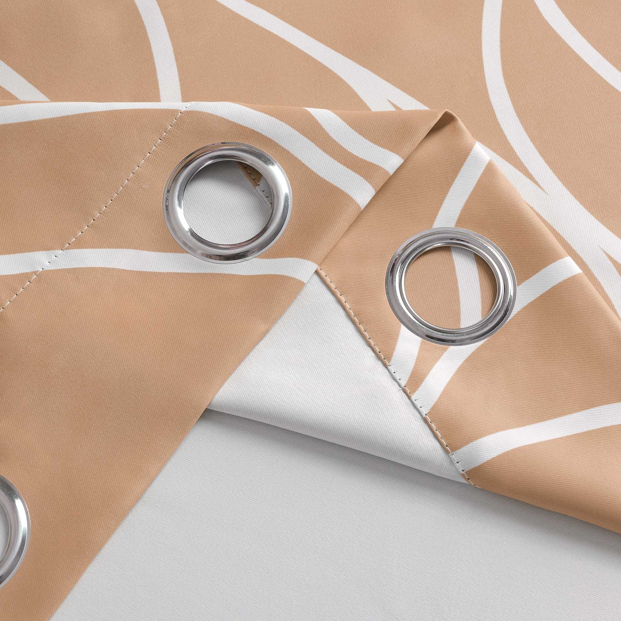 Verdunkelungsvorhänge Ösenschal mit Wellenmuster Blickdichte Landhaus Schlafzimmer  1 St.