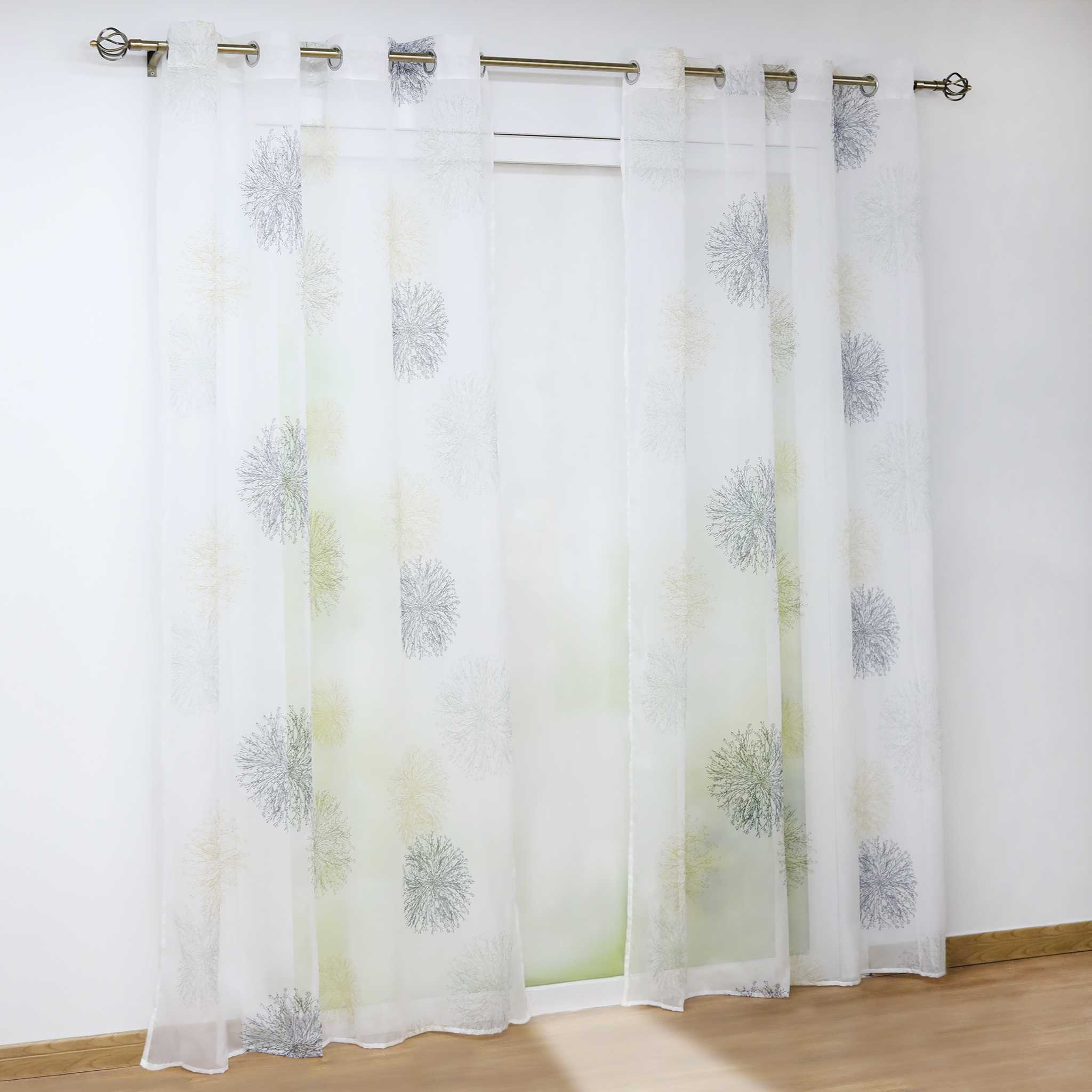 Voile-Vorhang Kräuselbandschal Transparente mit Blumenmuster leichte Schutzfunktion 1 Stück