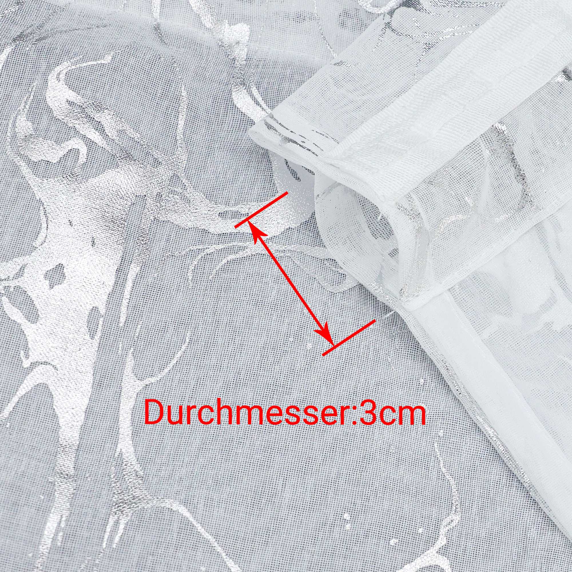 Scheibengardine durch Stangendurchzug doppelschichtige Küchengardinen mit silbernem Marmormuster 2er Set