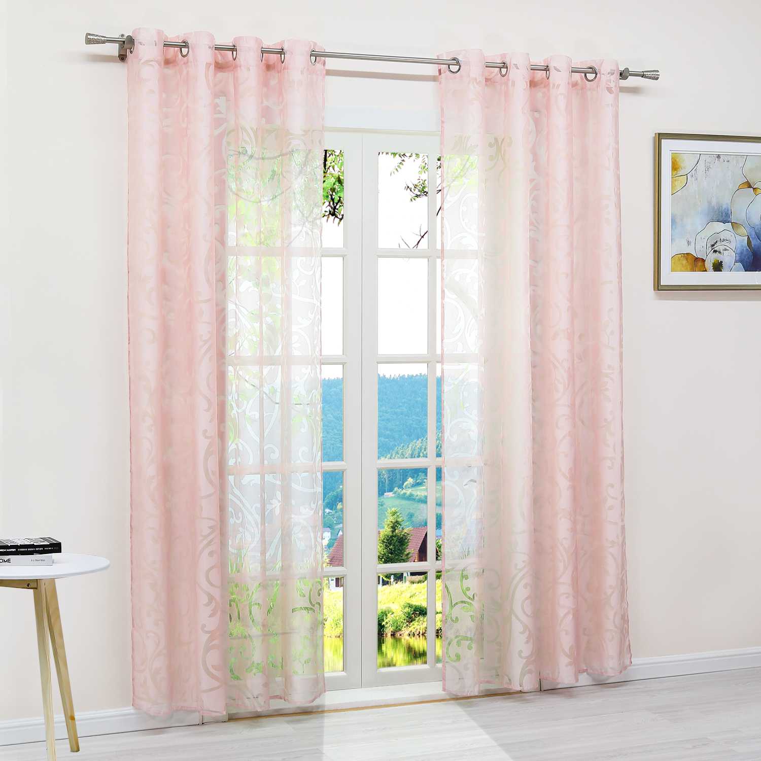 Transparente Vorhang mit Rankenmuster