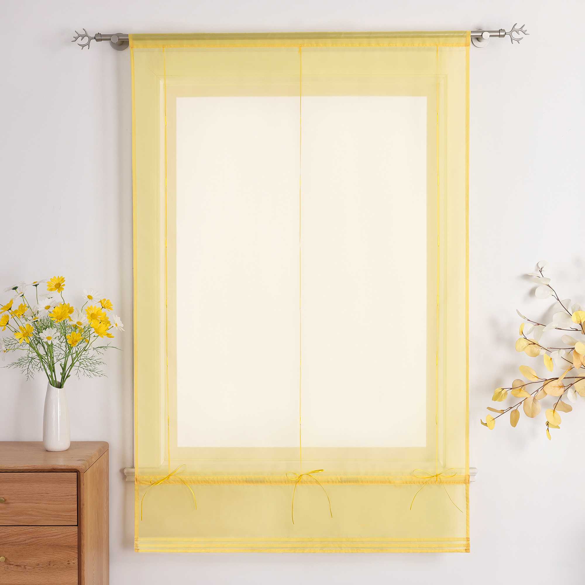 Rollos durch Stangendurchzug Transparente Luftig Unifarbig 1 Stück