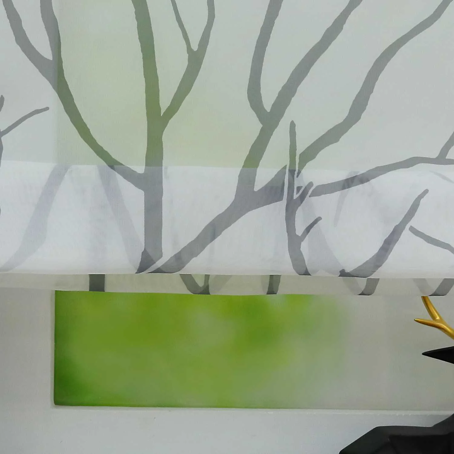 Rollos mit U-Haken halbtransparent Zweigmuster Lichtdurchlässig 1 Stück