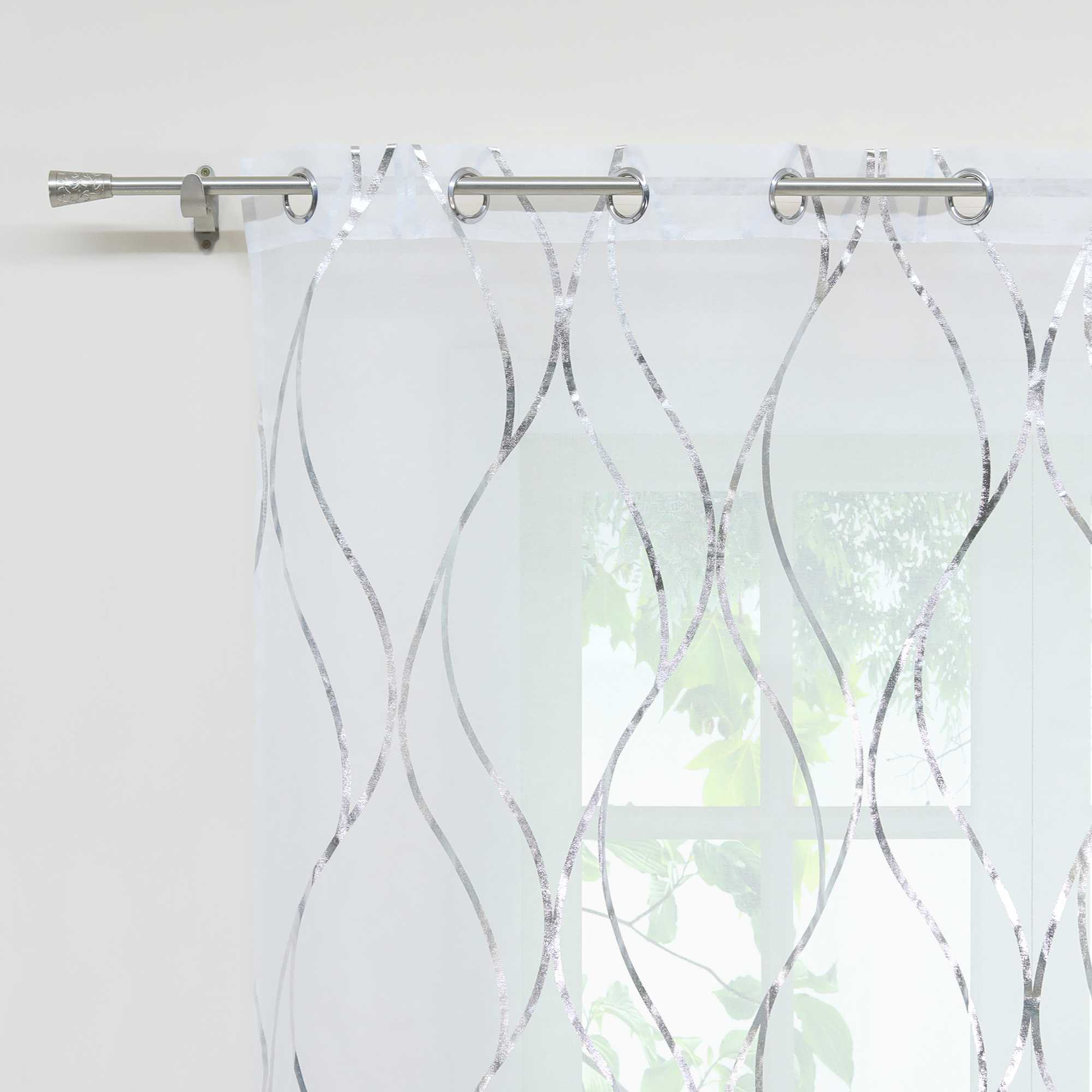 Transparenter Vorhang Ösenschal mit Wellenmuster lichtdurchlässig