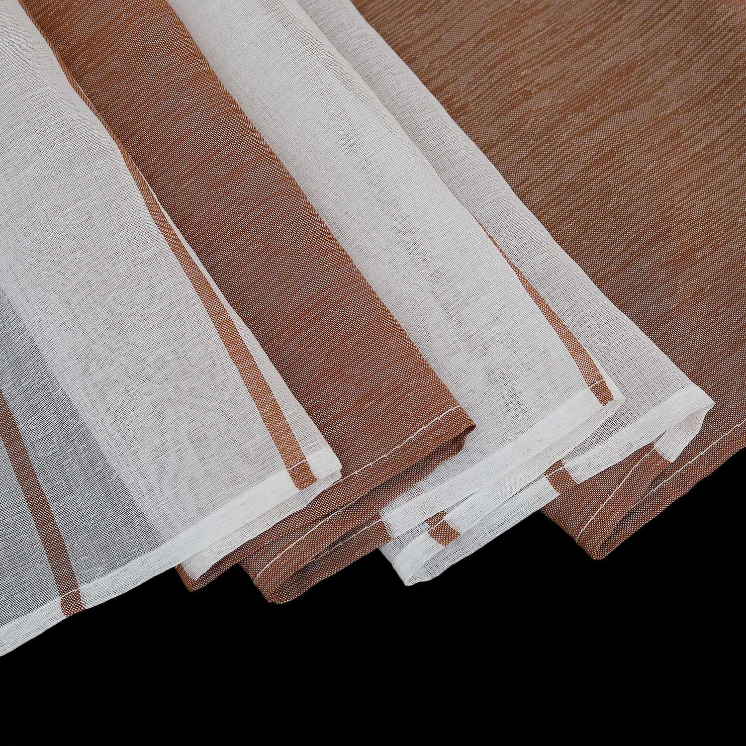 Scheibengardine durch Stangendurchzug zusammenziehbar weiße Streifenmuster halbtransparent 1 Stück