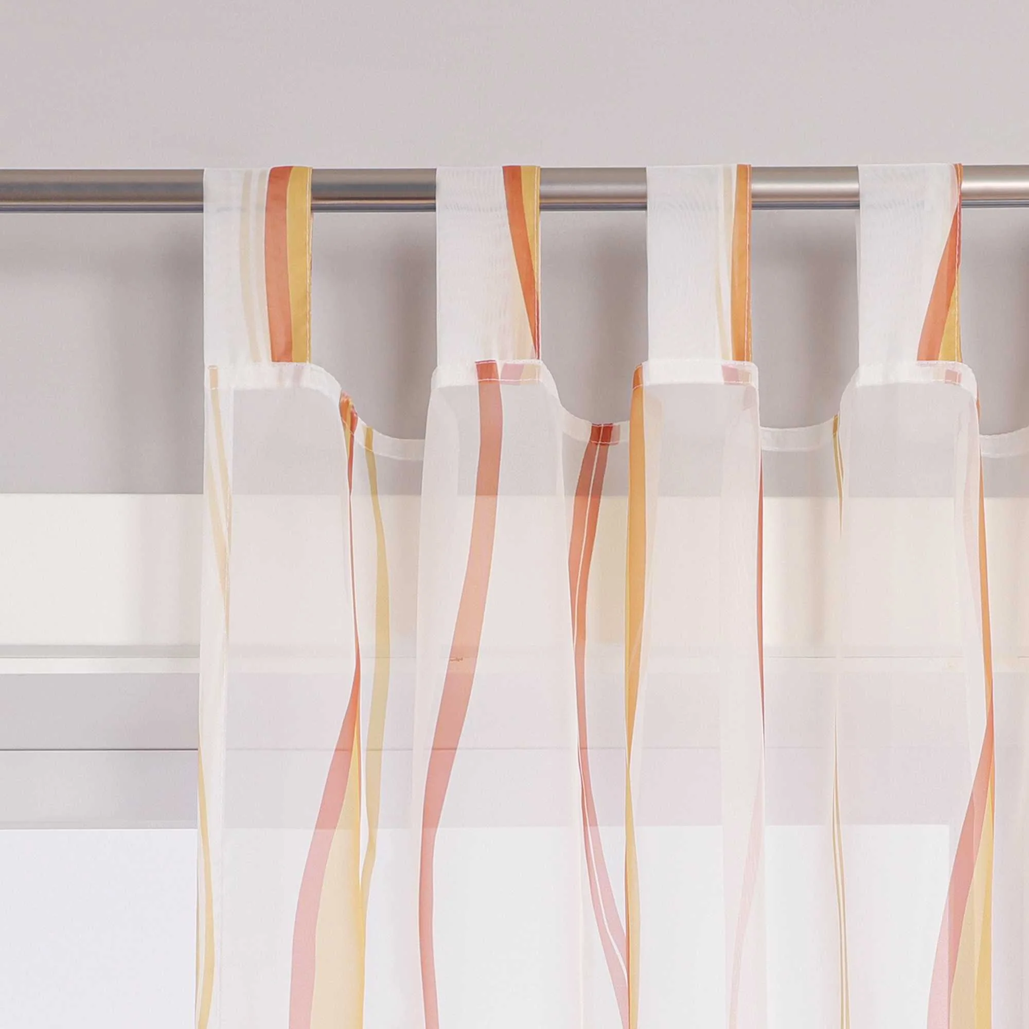 Vorhang Schlaufenschal aus Polyester mit bunten Wellenmustern tranparent 1 stück