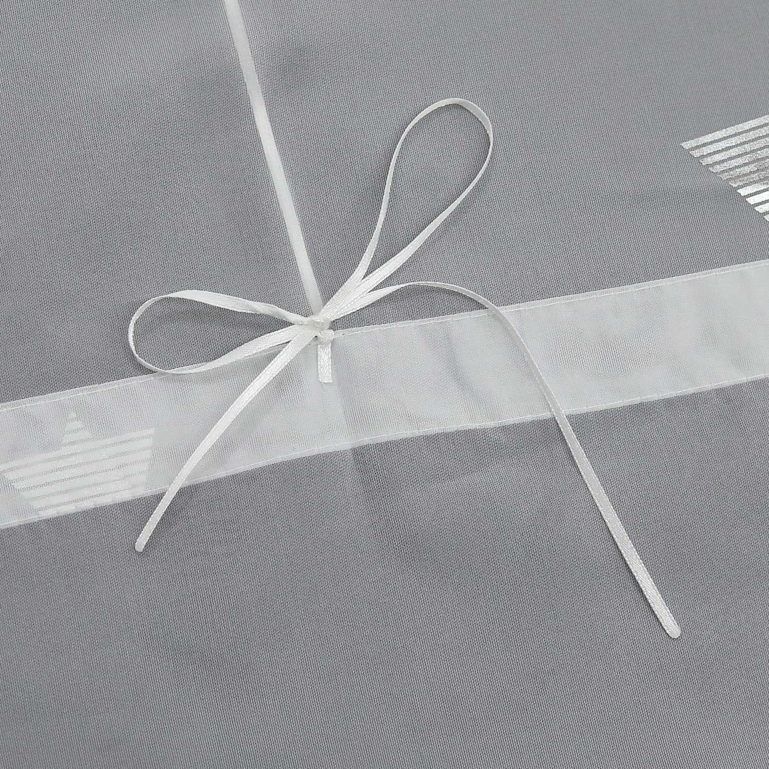 Raffrollo ohne Bohren mit Hakenaufhängung Voile Ösenrollo mit Glanzdruck Fenster Küche Gardinen Transparent Weiß 1 Stück