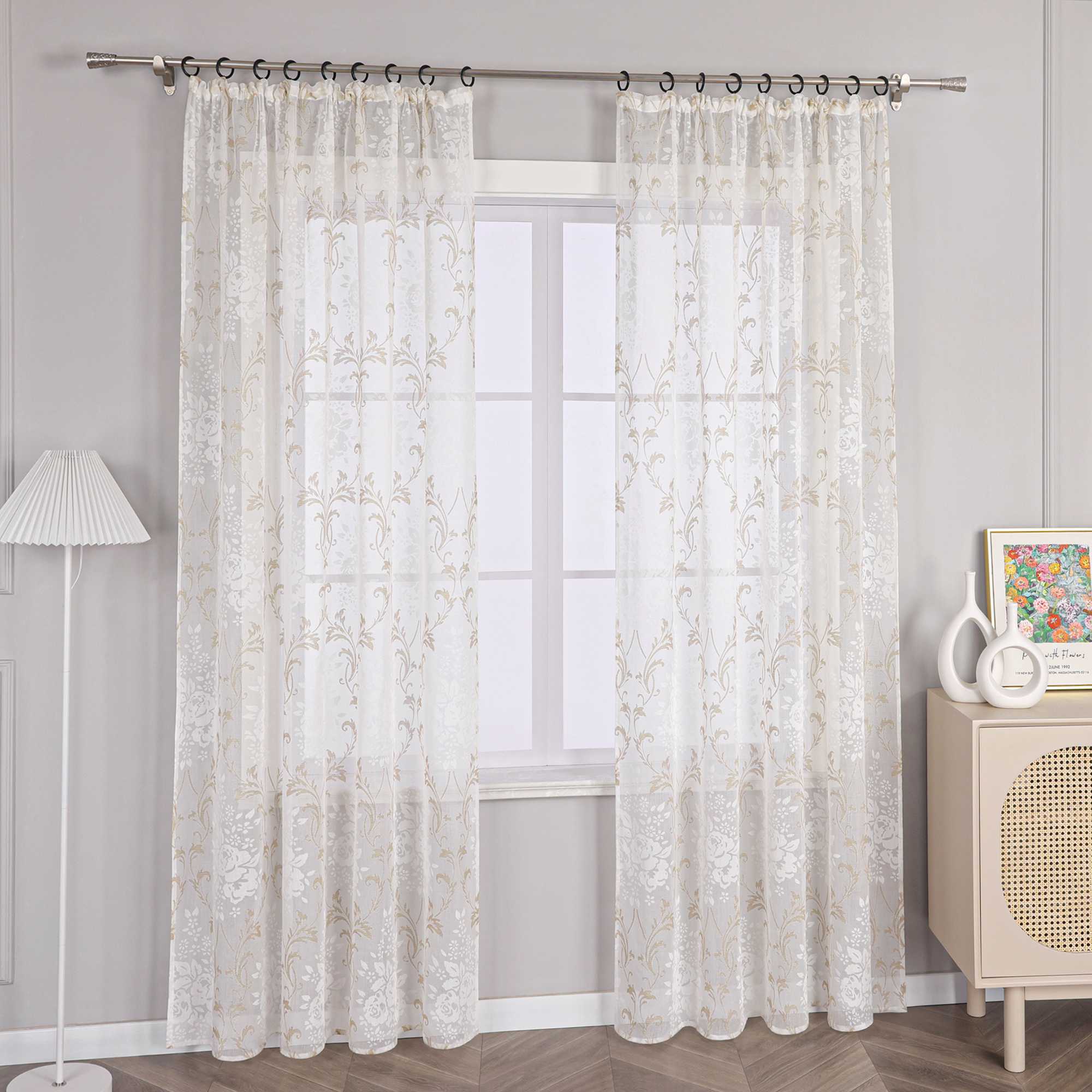 Vorhang mit Kräuselband Voile Gardine Ausbrenner Fensterschal Transparent Schlafzimmer Wohnzimmer 1 Stück