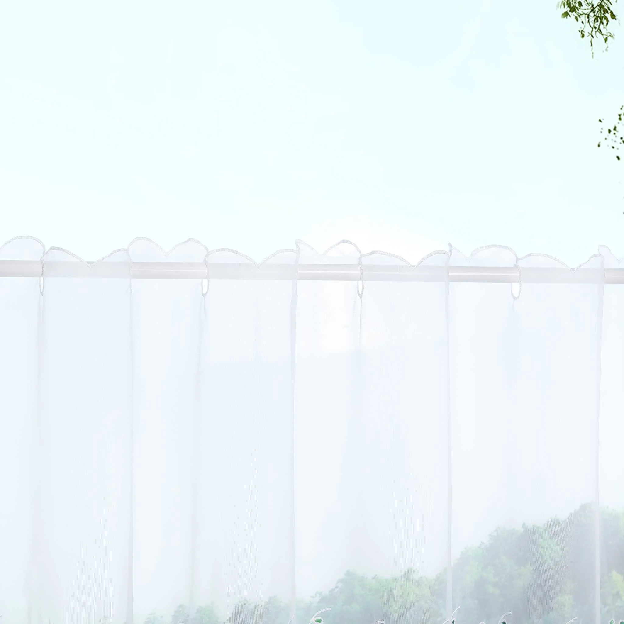 Kurzgardine Transparent mit Ahornblatt-Design Modern & Landhausstil