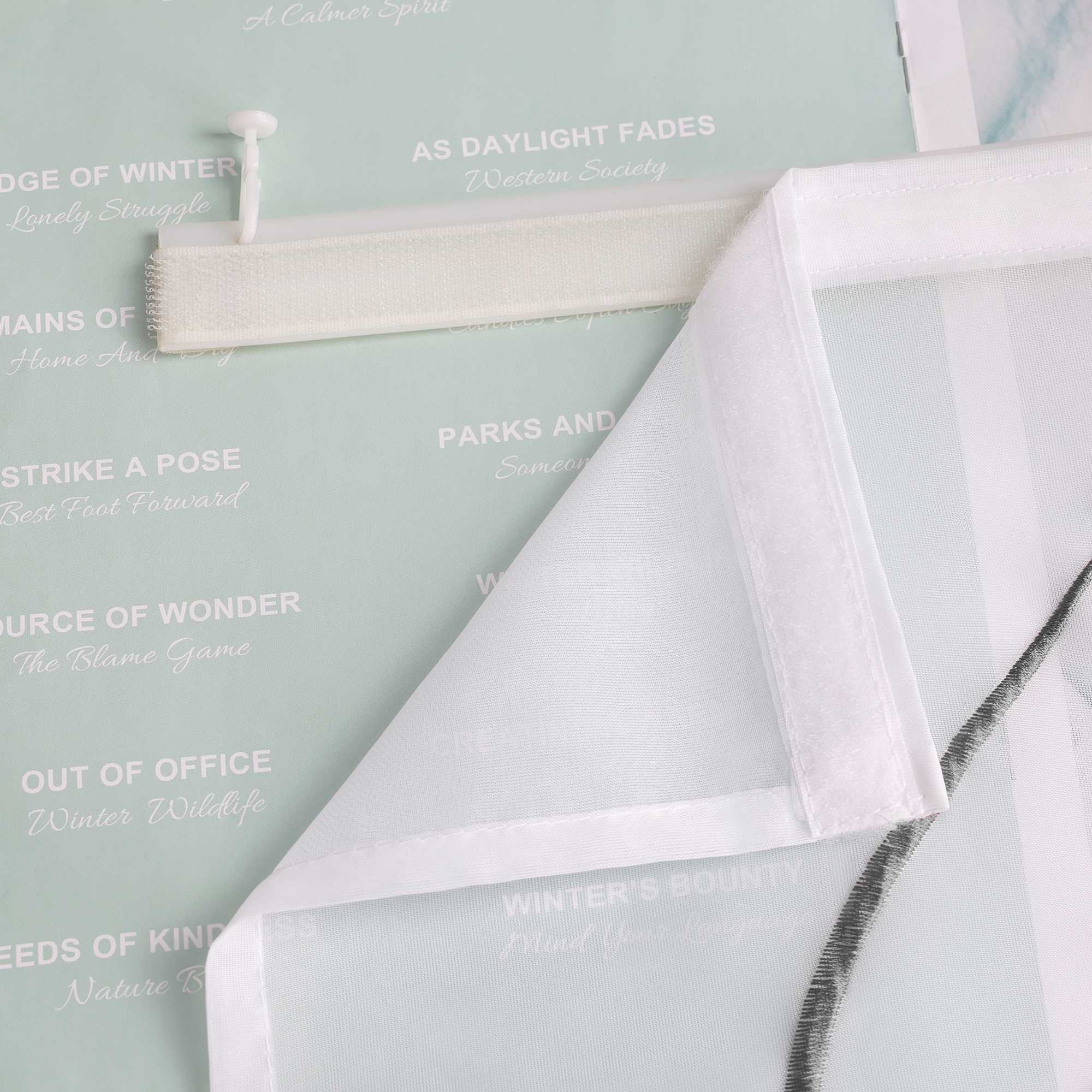 Schiebegardine Klettbandschal aus Polyester mit Wellenmuster transparent durch Klettband 2 stücke