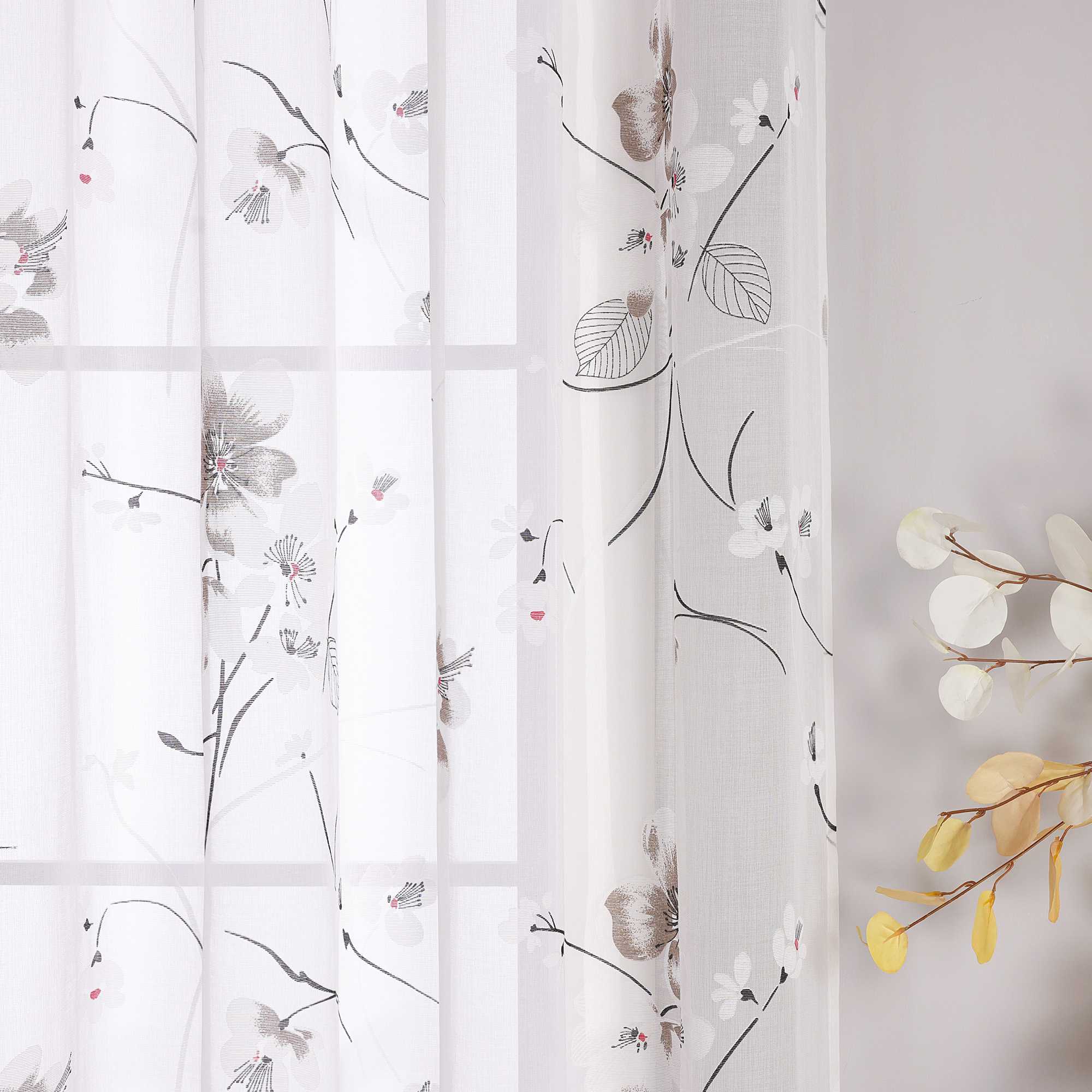 Transparent Vorang mit floramuster Kirschblüte Ösenschal 1 Stück