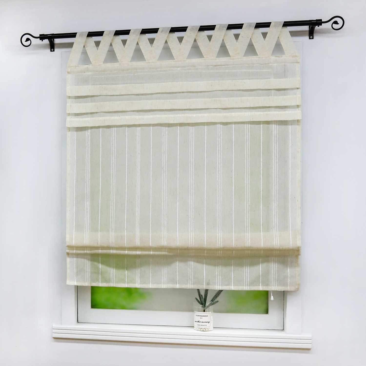 Delien Rollo klassisch weiß mit V-Schlaufen hochziehbar gardine