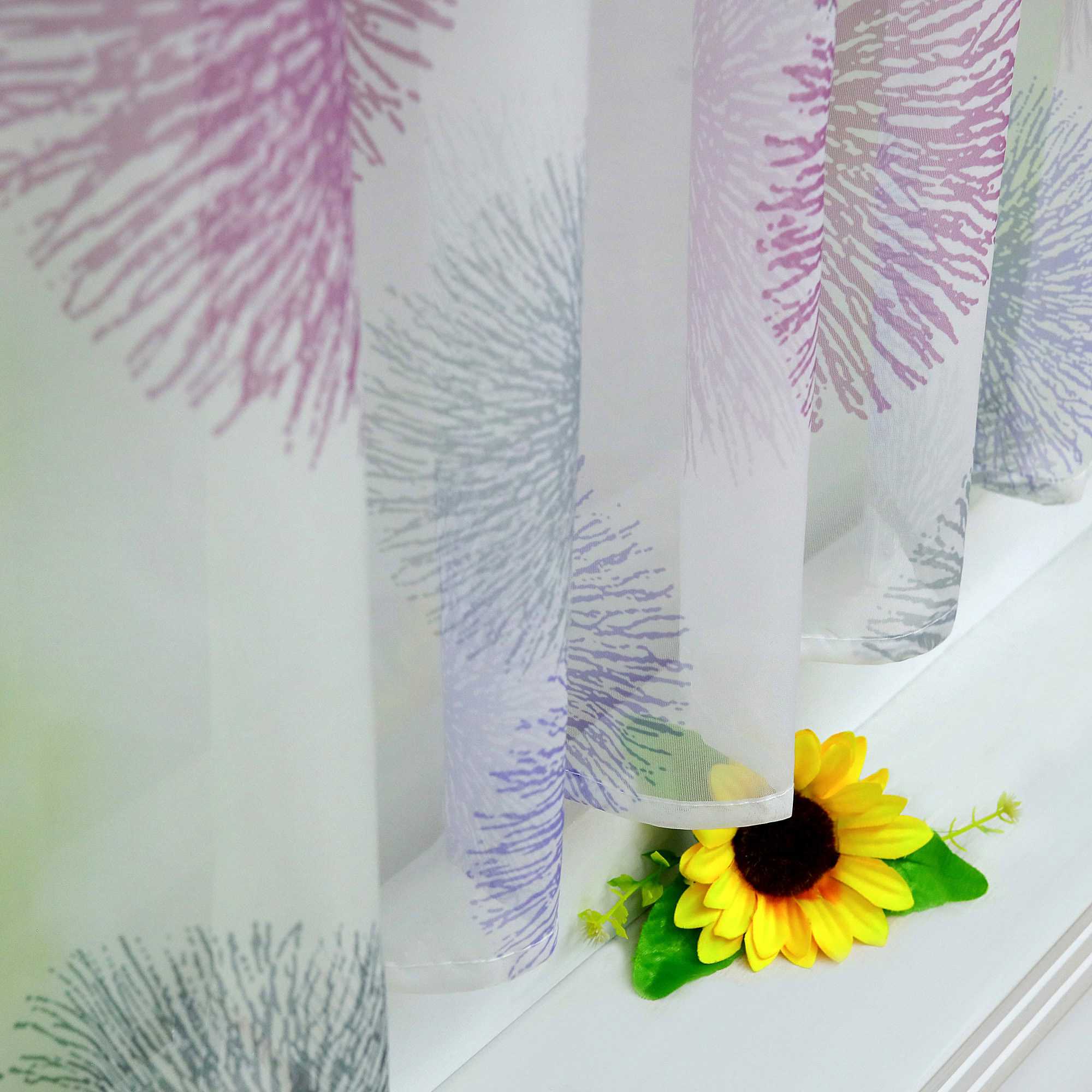 Scheibengardine Schlaufengardine mit Feuerwerksmuster Feriendeko halbtransparent Pflegeleicht Lichtdurchlässig 1 stück