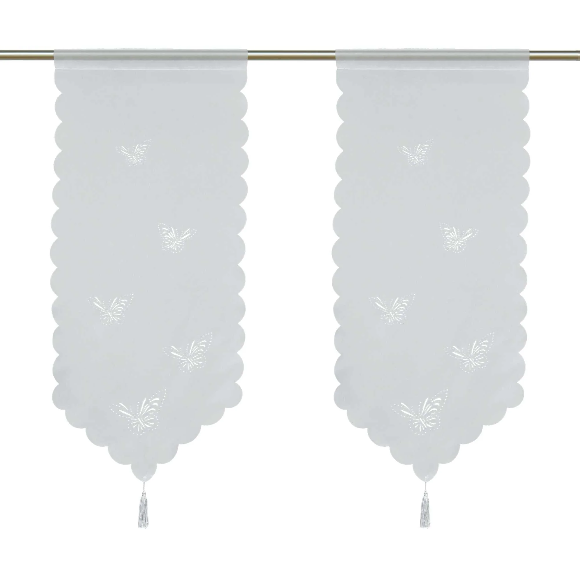 Transparente Scheibengardine mit Schmetterlingsdesign Dreiecksabschluss 1 Stück