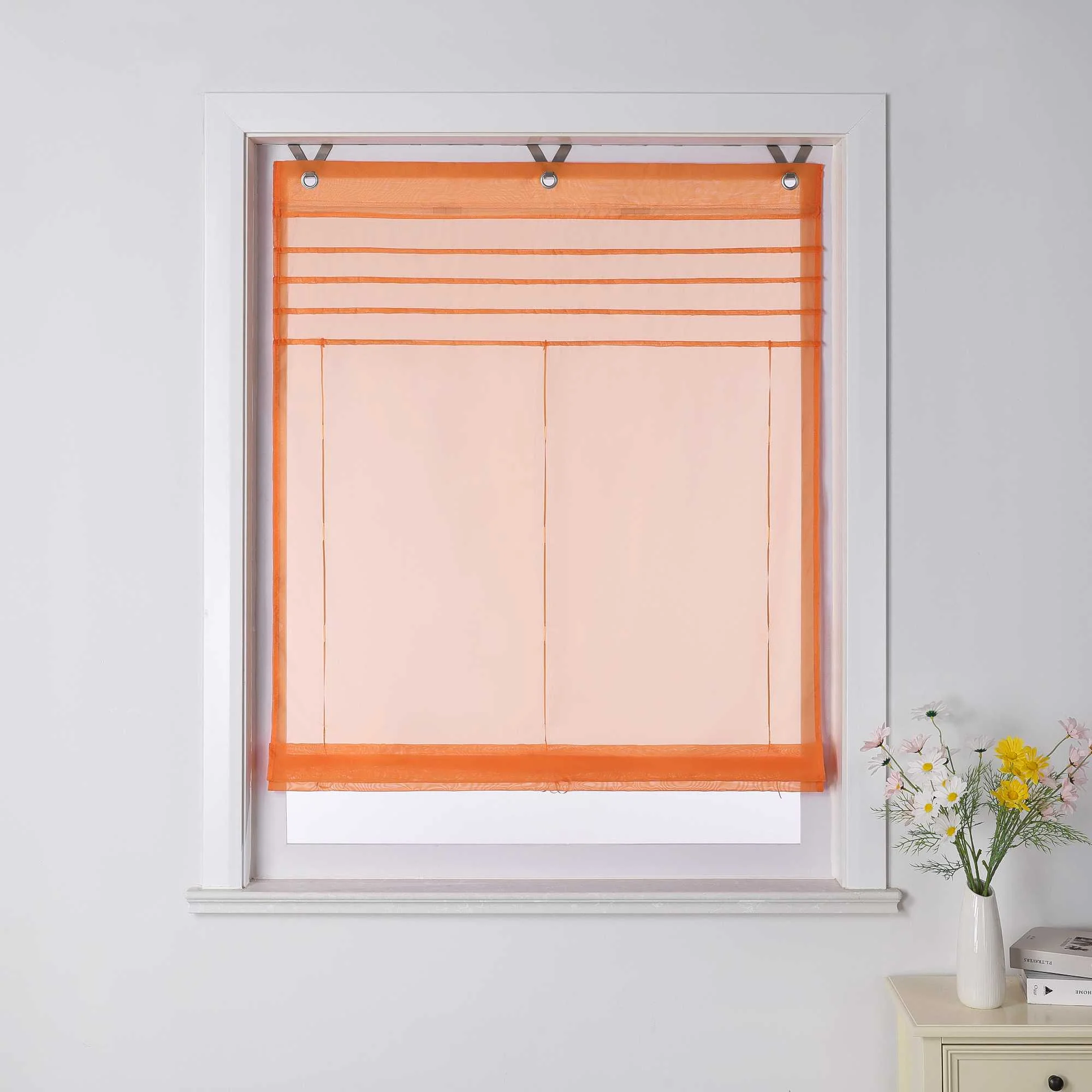 Rollos mit V-Haken halbtransparent lichtdurchlässig Unifarbe hochziehbar 1 Stück