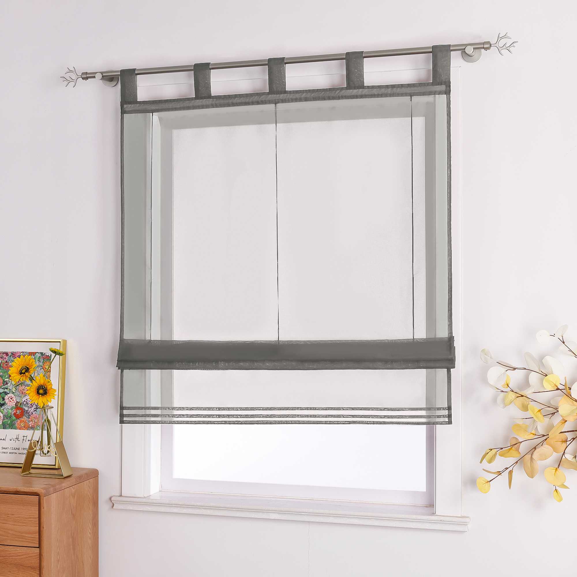 Rollos Schlaufengardine Unifarbe transparent Voile mit Dekofalten 1 Stück