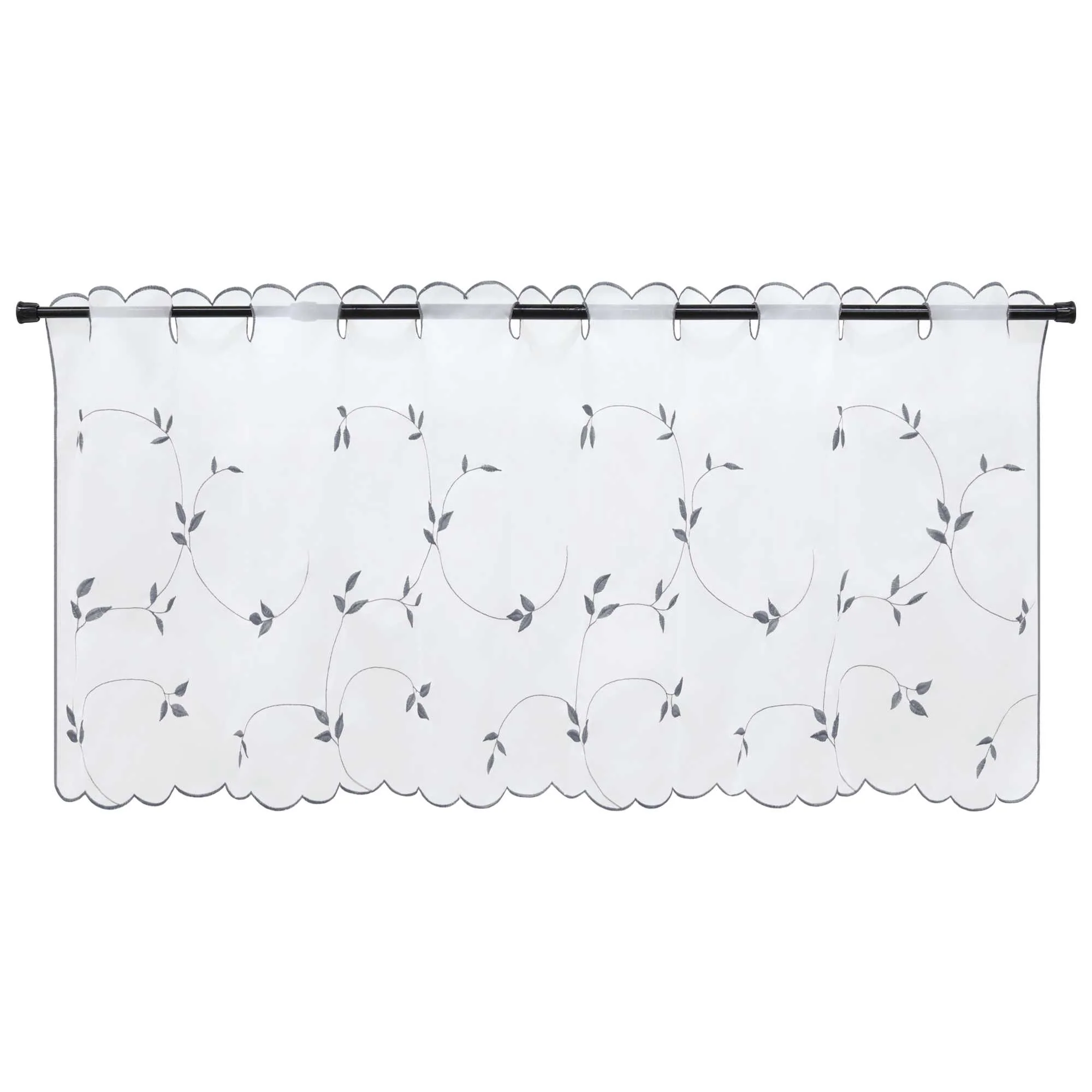 Scheibengardinen Voile Bistrogardinen mit Blattstickerei Transparent Bestickte Küche Kurzstores