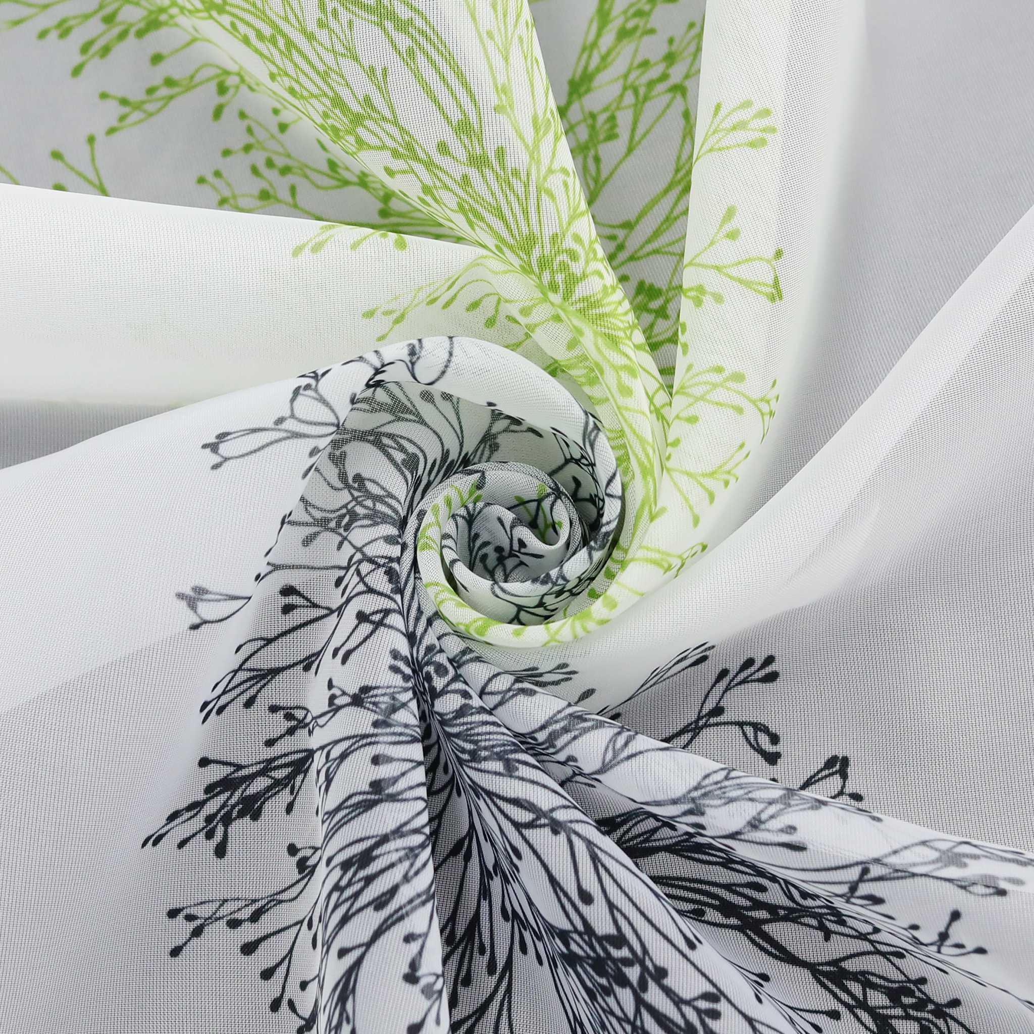 Voile-Vorhang Kräuselbandschal Transparente mit Blumenmuster leichte Schutzfunktion 1 Stück
