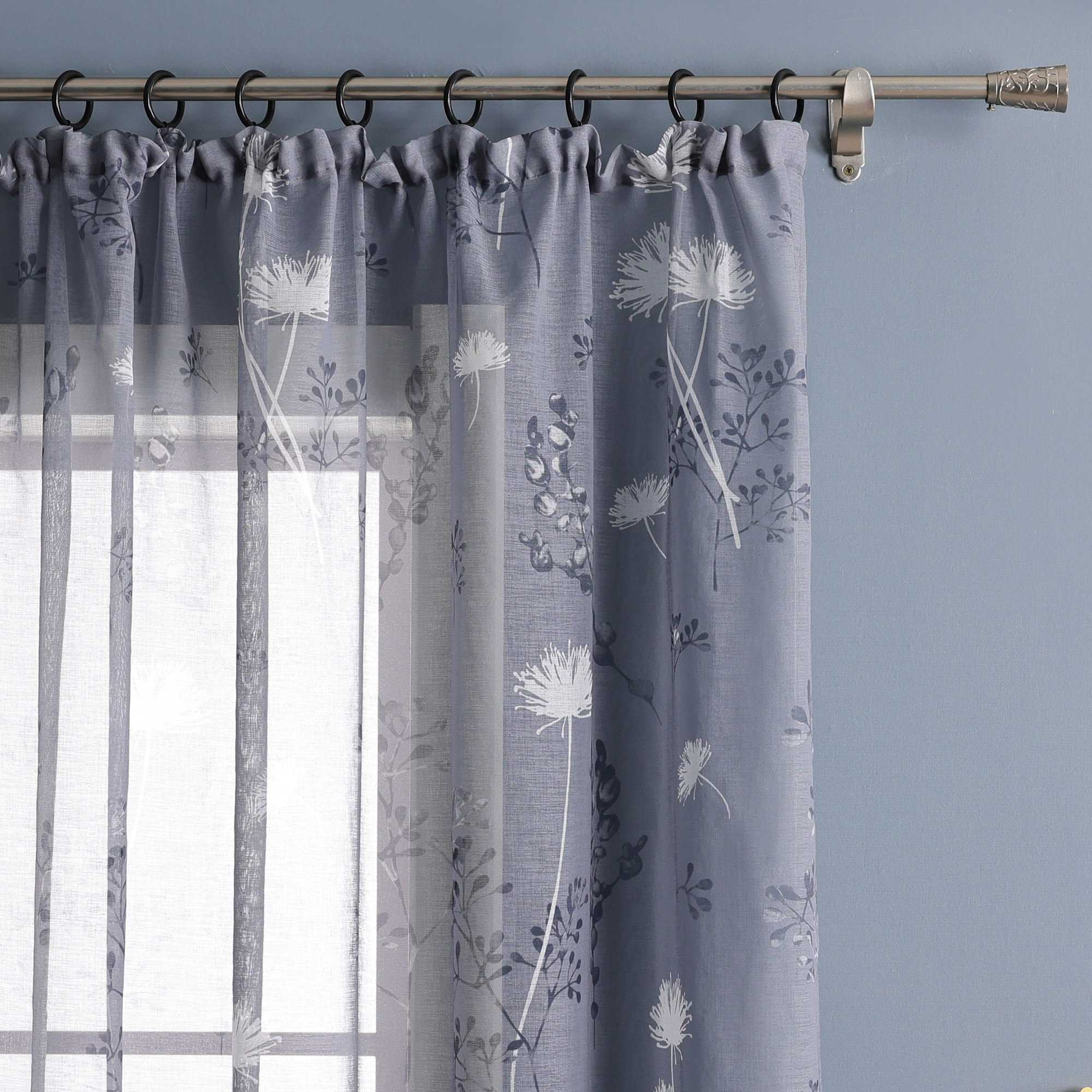 Transparente Vorhang aus Polyester durch Kräuselband mit Unregelmäßigen botanischen Mustern 1 stück