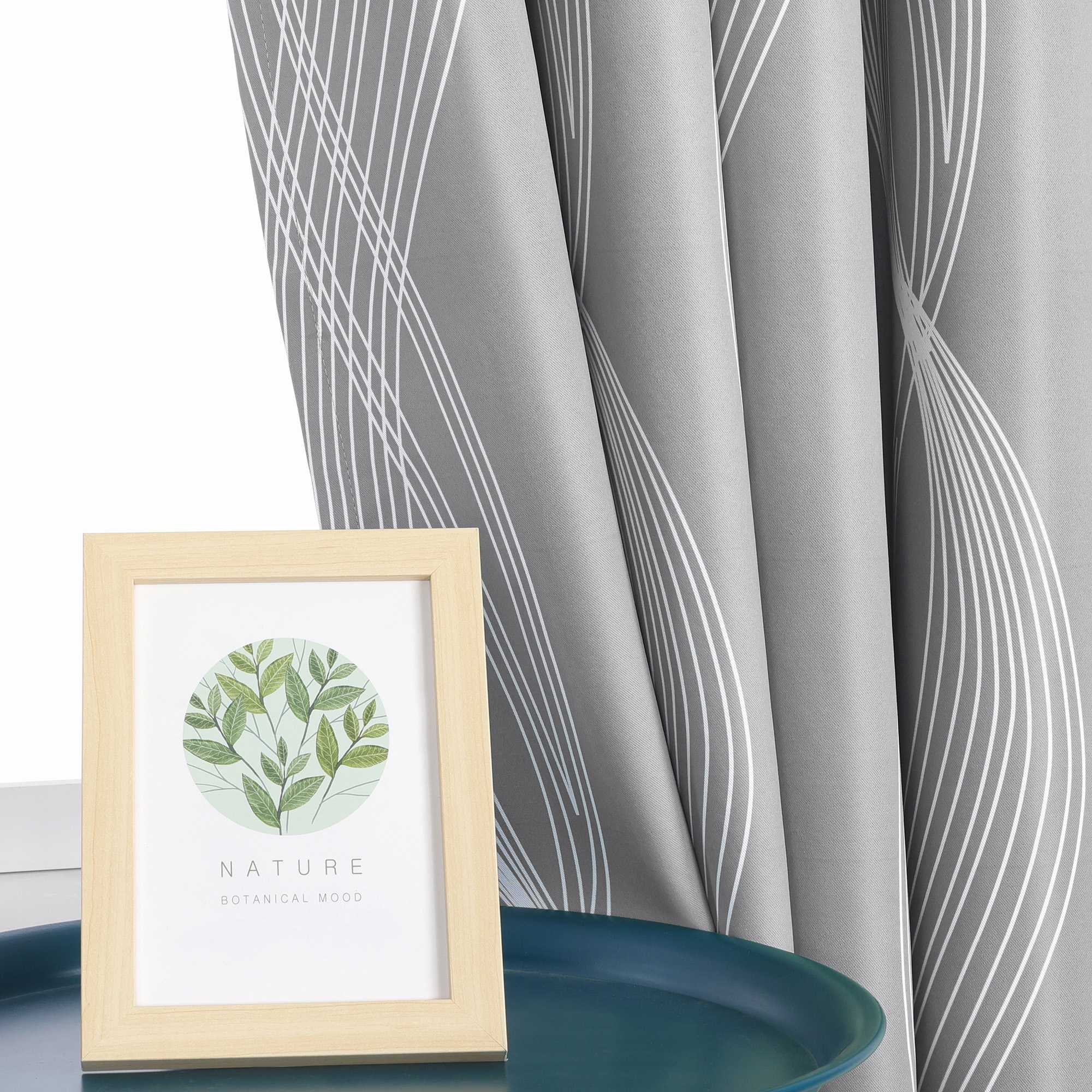 Verdunkelungsvorhänge Ösenschal Blickdichte Gardinen Modern Thermovorhang Wohnzimmer mit Wasserwellenmuster 1 Stück