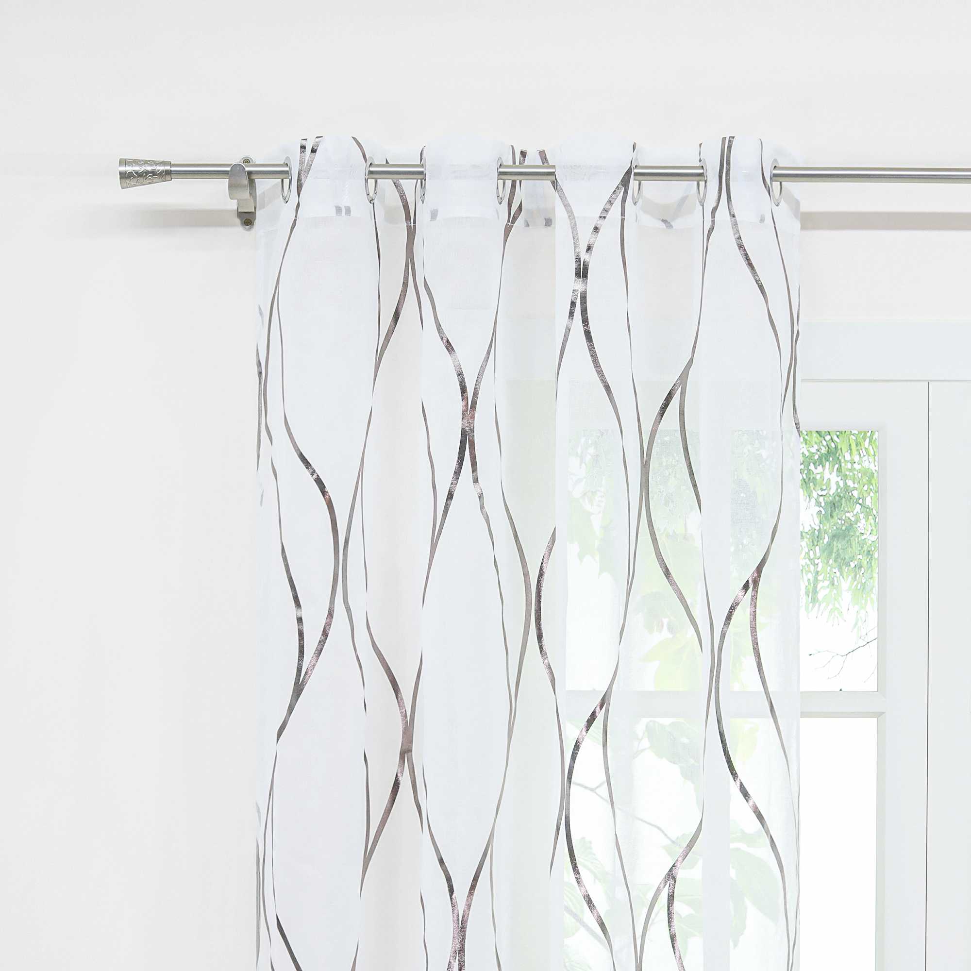 Transparenter Vorhang Ösenschal mit Wellenmuster lichtdurchlässig