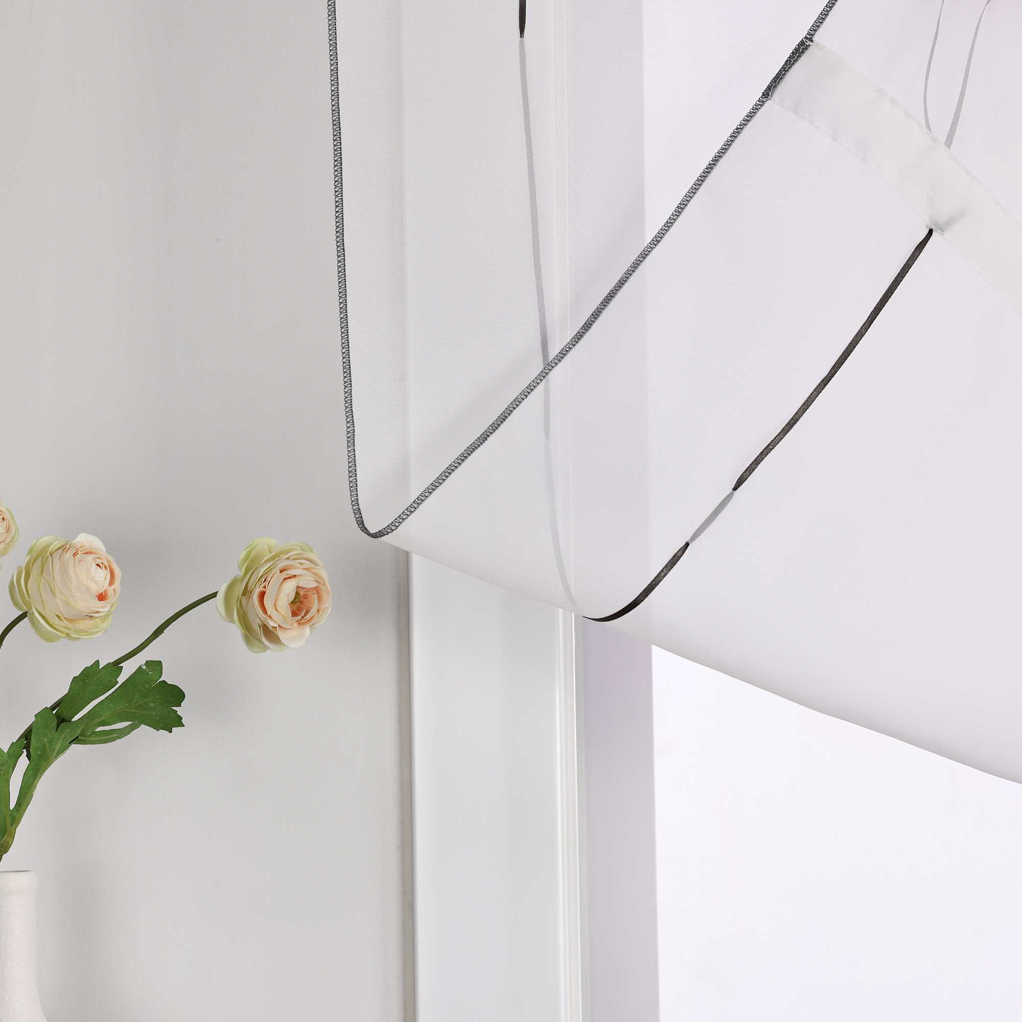 Raffrollo durch Strangendurchzug mit Blumenmuster Modern Transparent 1 Stück