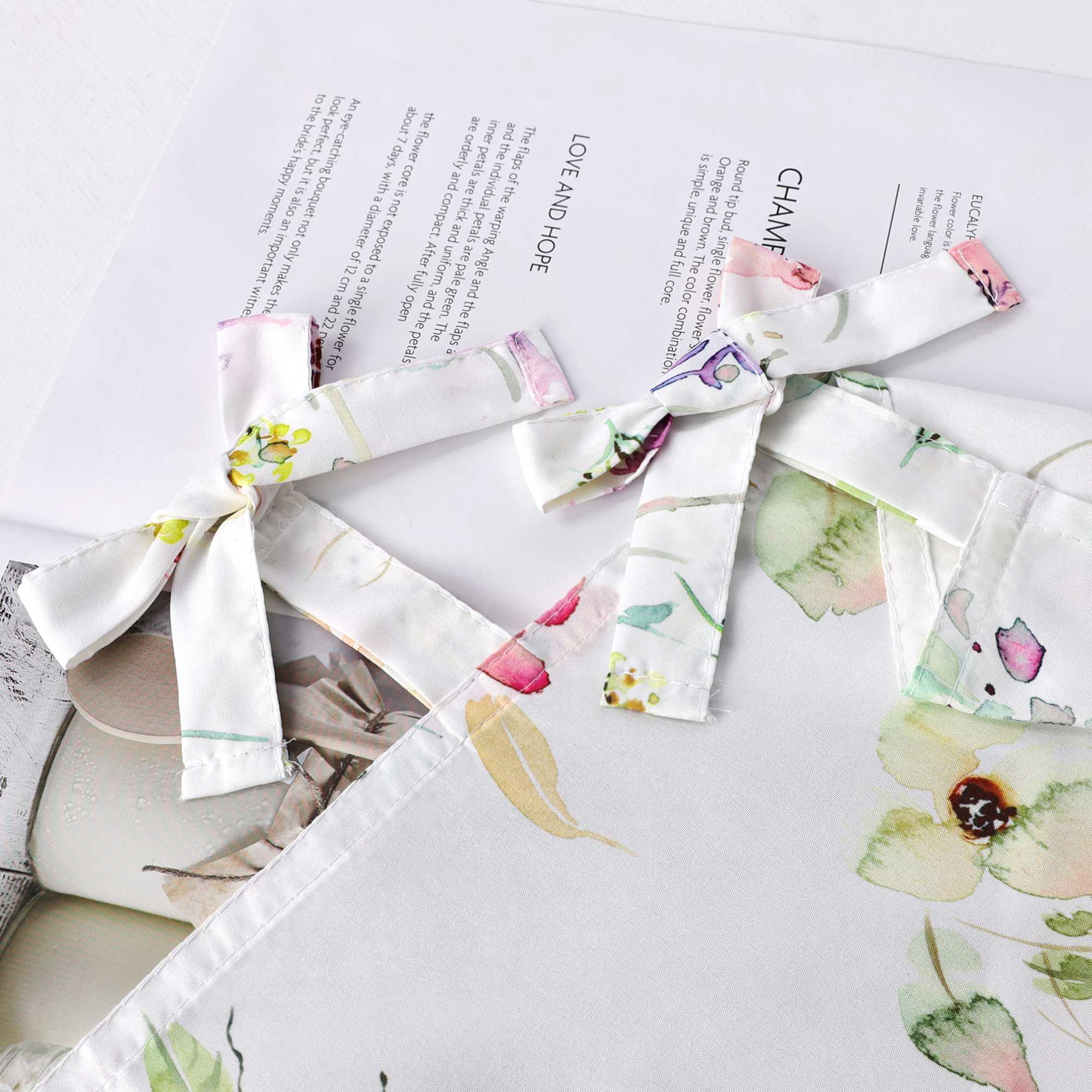 Scheibengardine Bistrogardine aus Polyester mit bunten Blumenmustern und Schleifen 1 stück