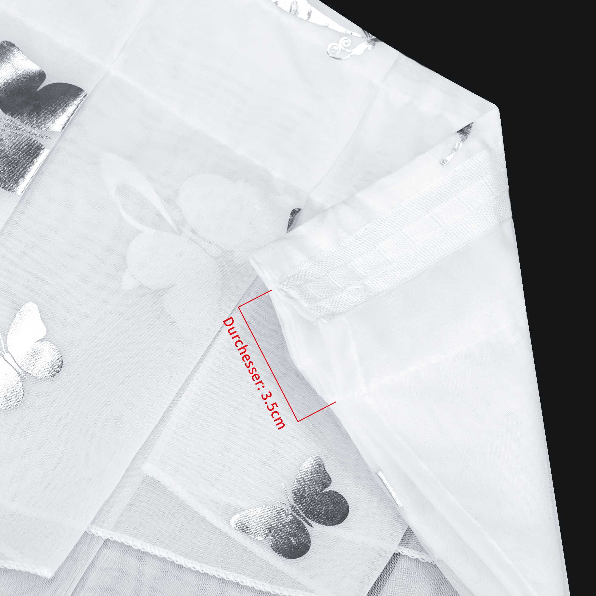 Scheibengardine Bistrogardine durch Tunnelzug Doppelschichtige Vorhangkopf Küchengardinen mit Schmetterlingsmuster