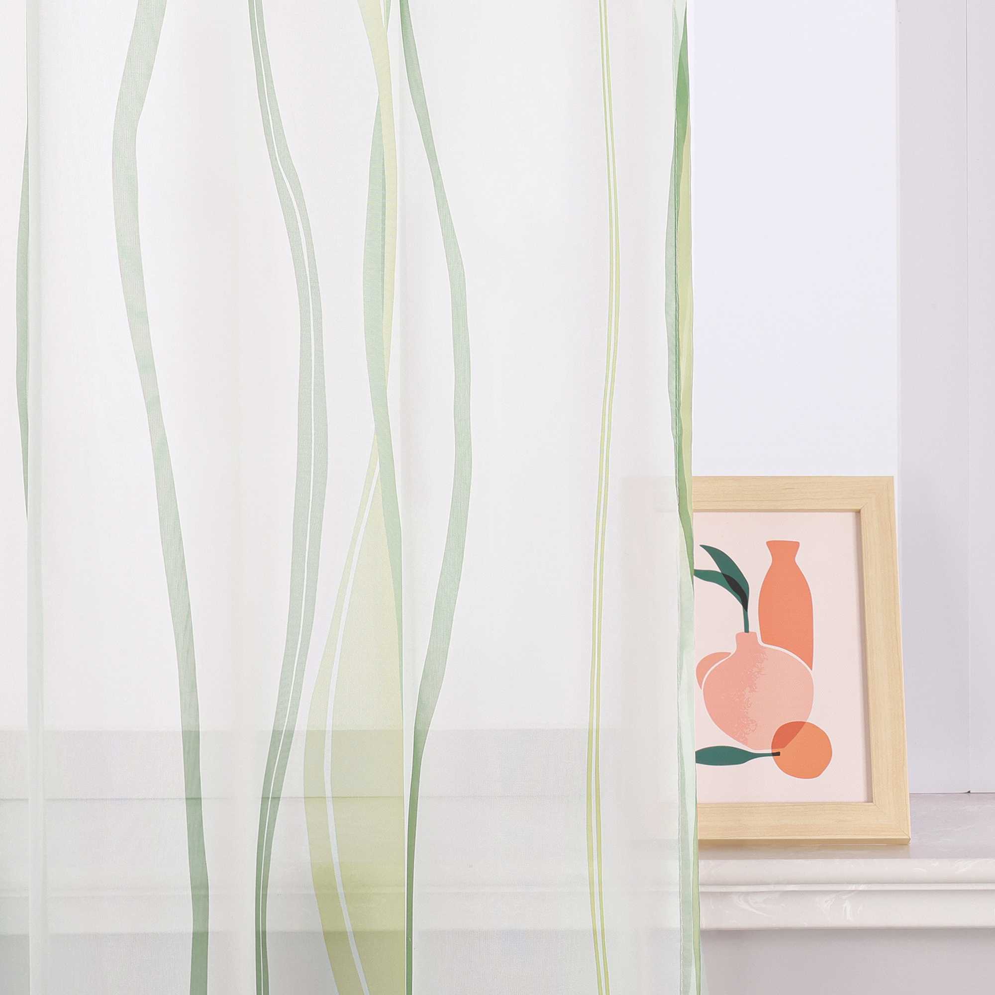 Vorhang Ösenschal mit bunten Wellenmustern Halbtransparent 1 stück