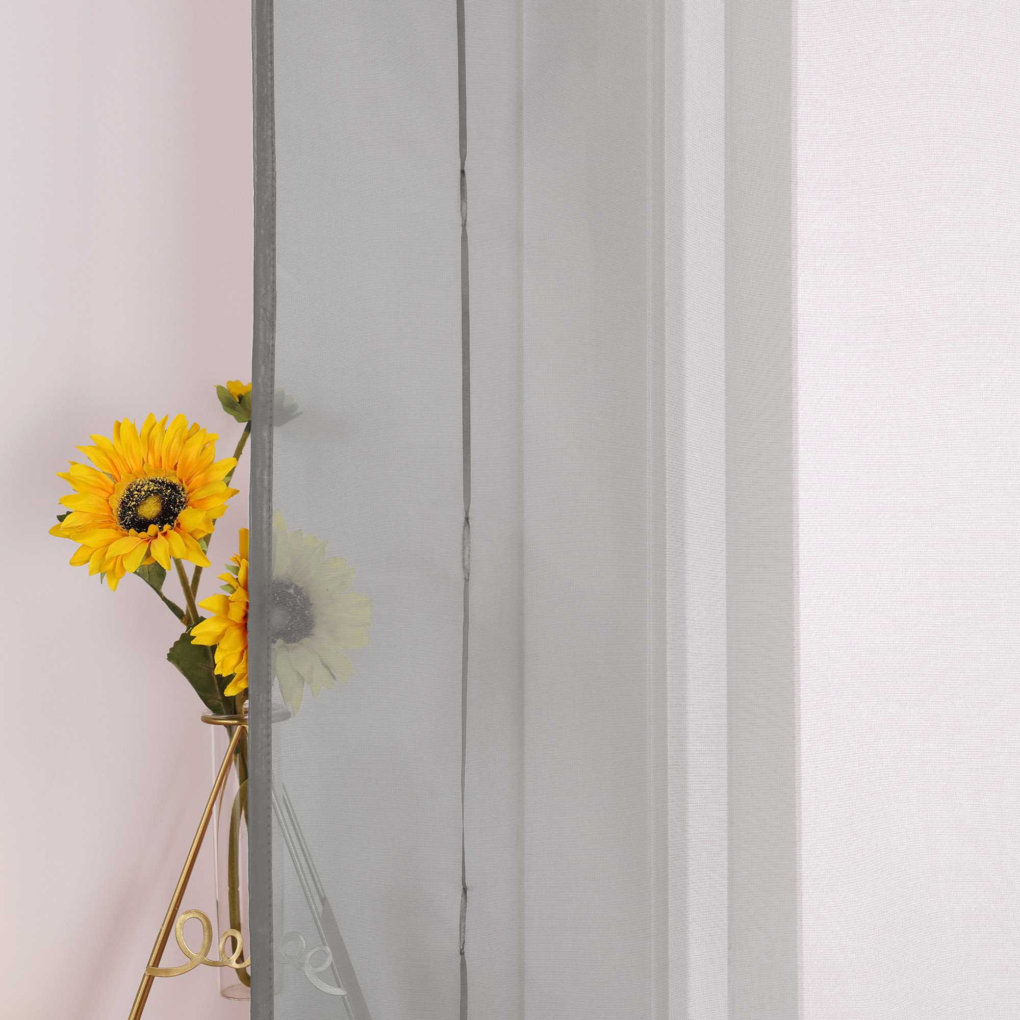 Rollos Schlaufengardine Unifarbe transparent Voile mit Dekofalten 1 Stück