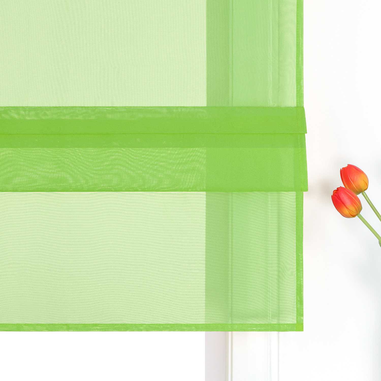 Raffrollo Voile Raffgardinen durch Tunnelzug Bändchenrollo Küche Gardinen Transparent Uni 1 Stück