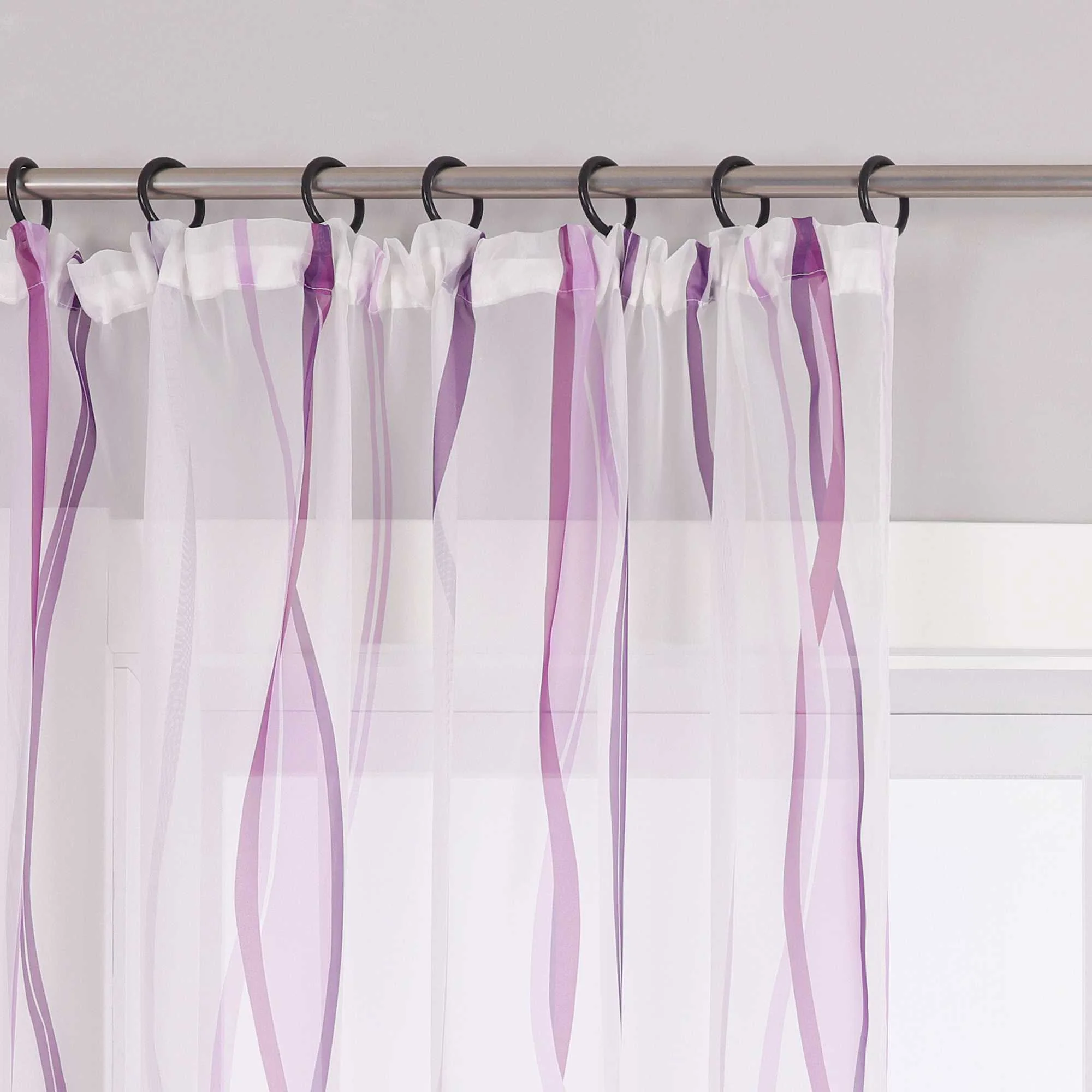 Vorhang Kräuselband aus Polyester mit bunten Wellenmustern tranparent 1 stück