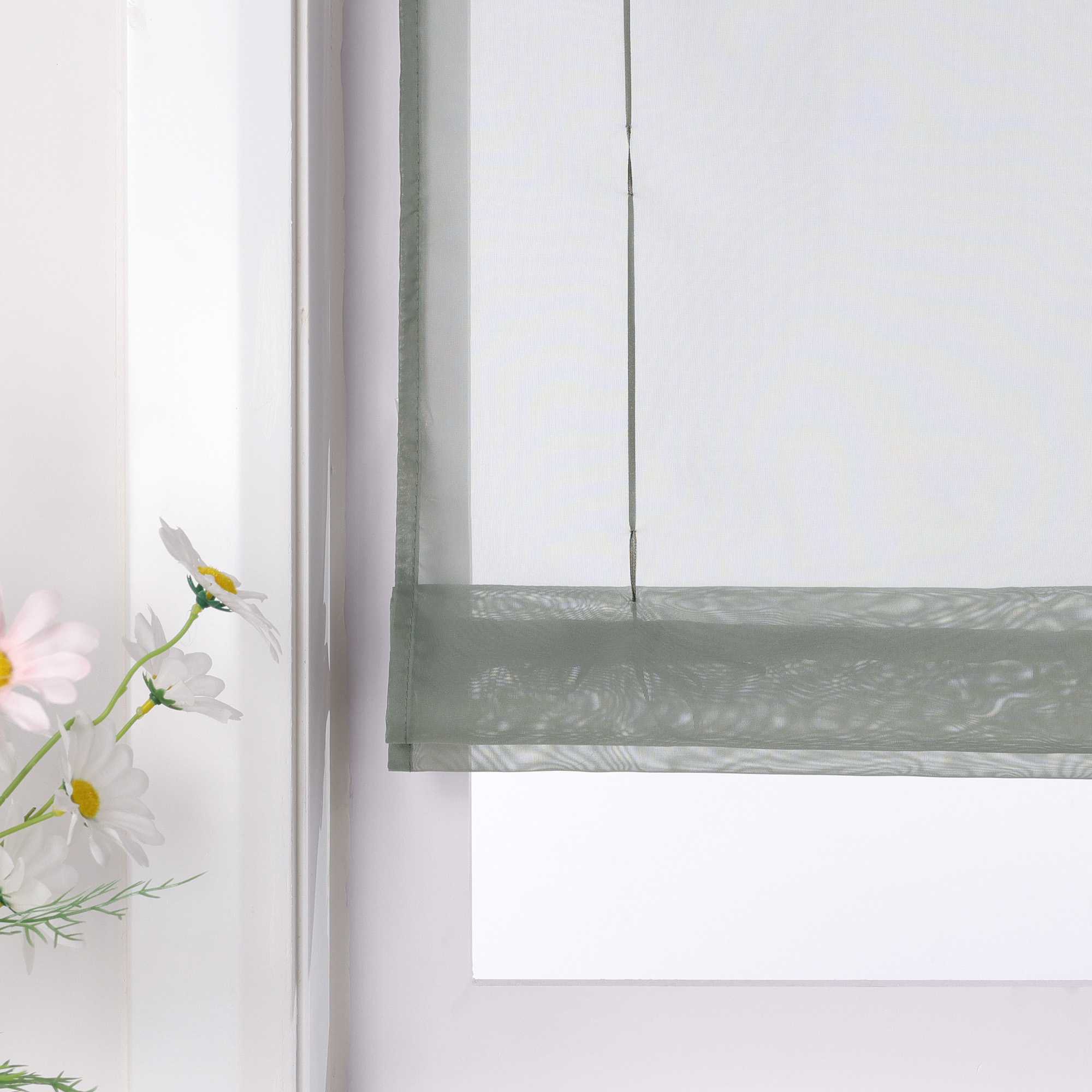 Rollos mit V-Haken halbtransparent lichtdurchlässig Unifarbe hochziehbar 1 Stück