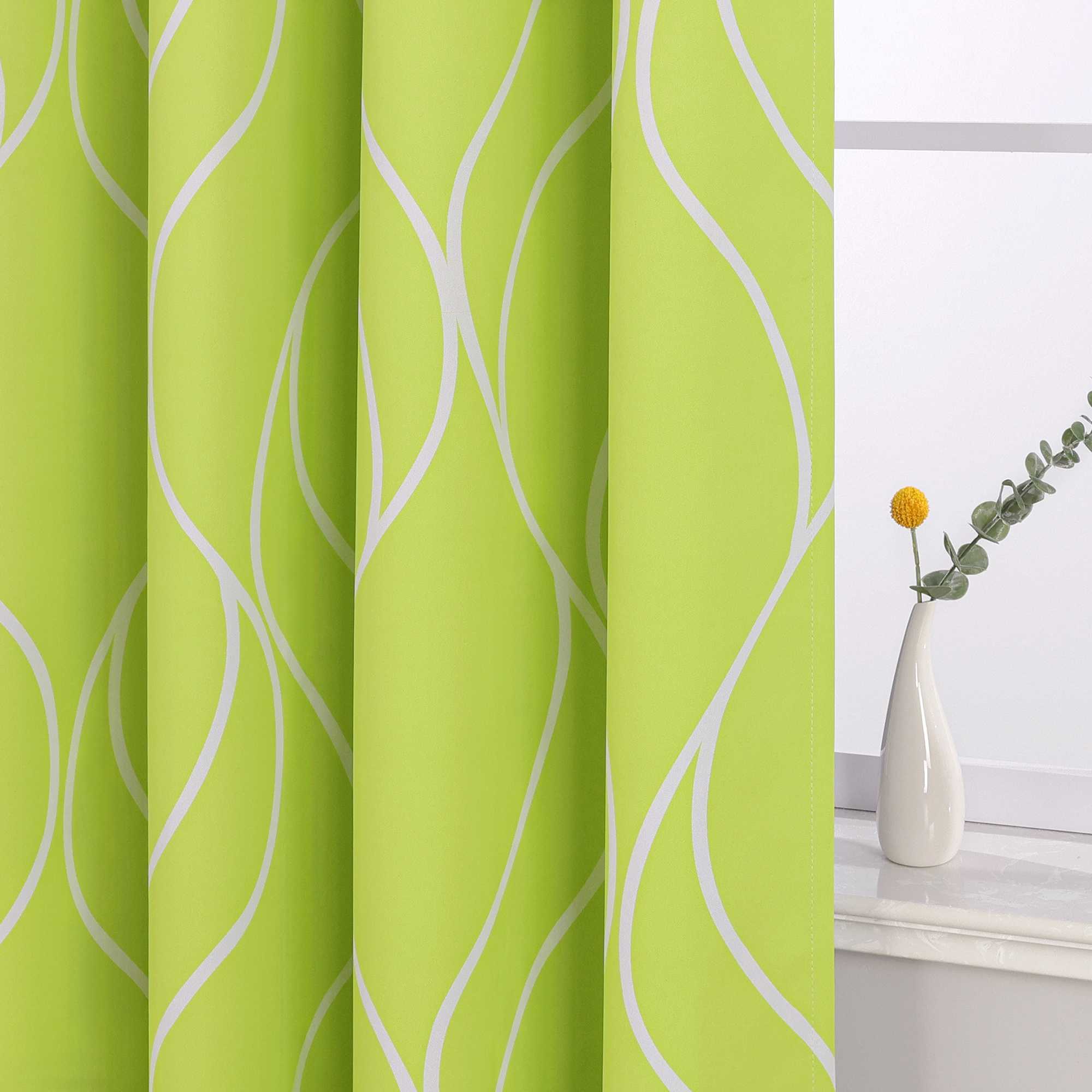 Verdunkelungsvorhänge Ösenschal mit Wellenmuster Blickdichte Landhaus Schlafzimmer  1 St.