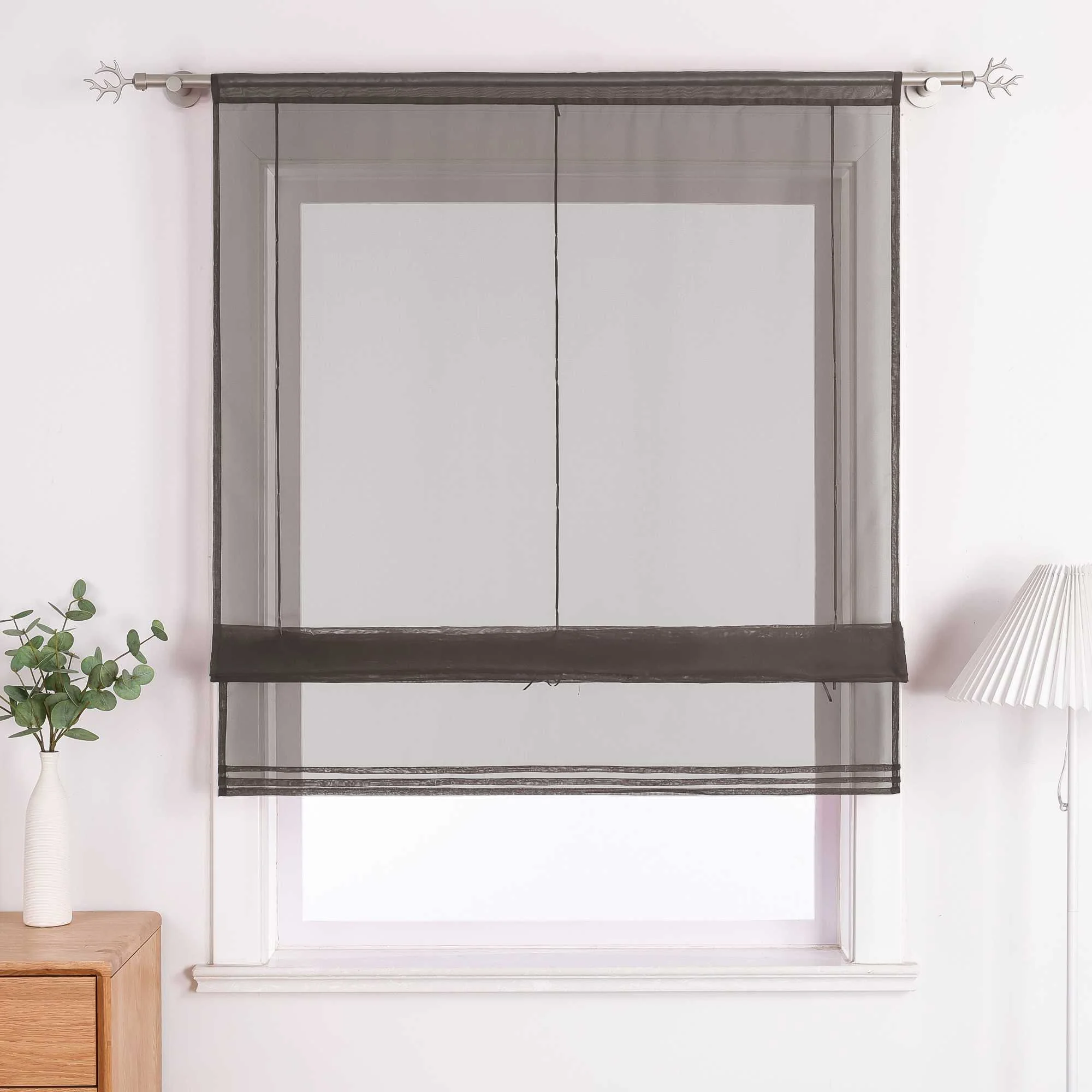 Rollos durch Stangendurchzug Transparente Luftig Unifarbig 1 Stück