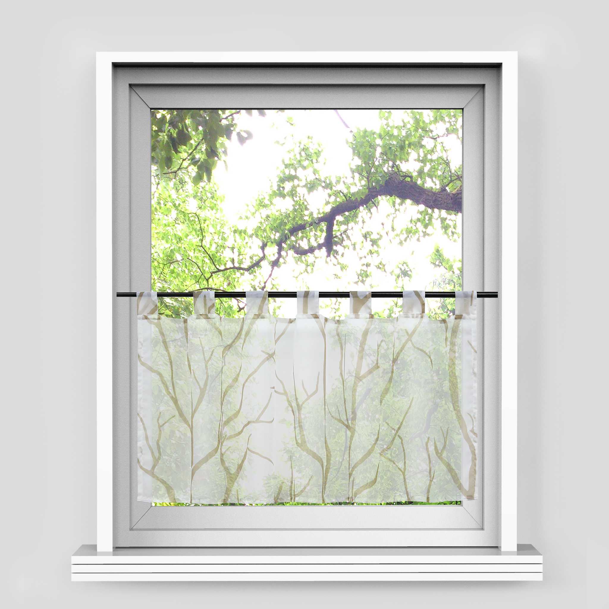 Scheibengardine Schlaufengardine Halbtransparent mit Muster 1 Stück