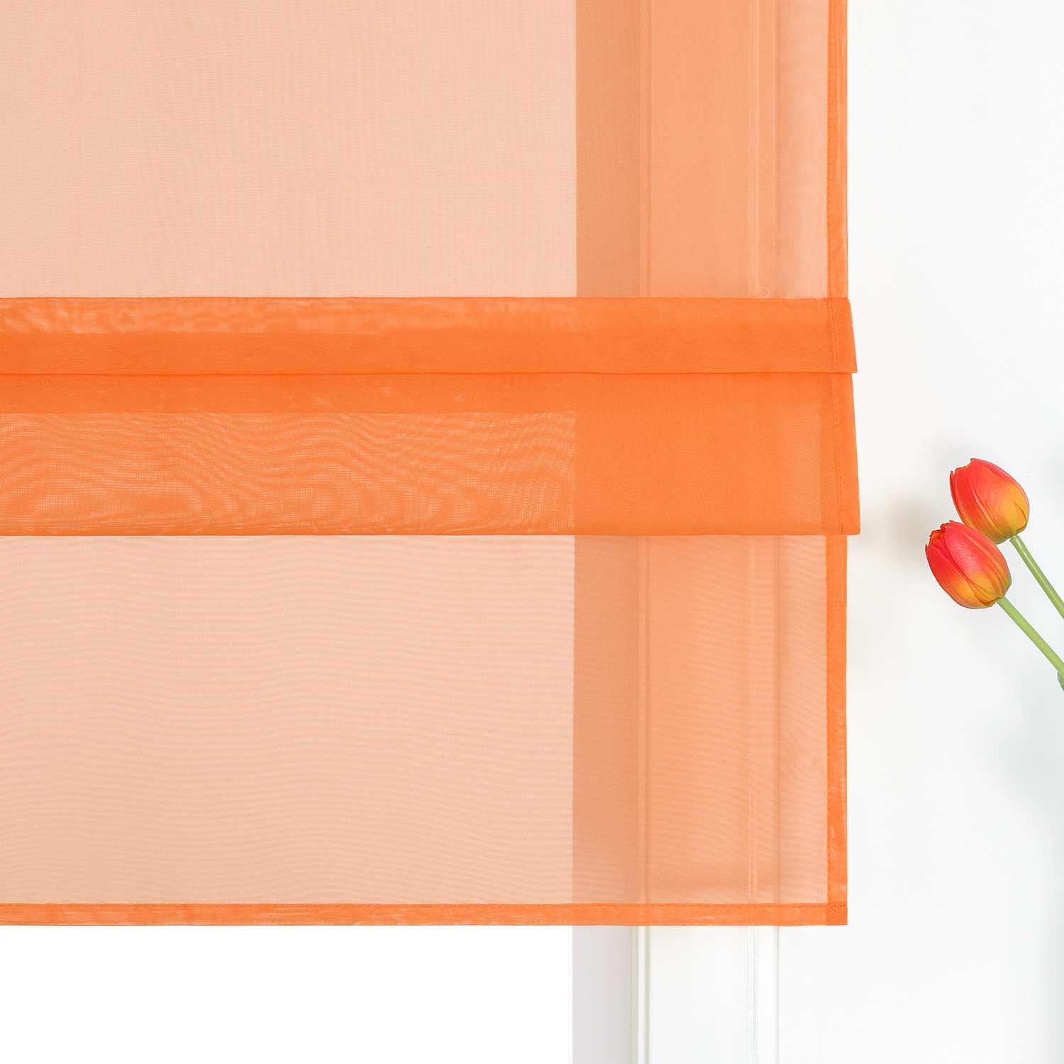 Raffrollo Voile Raffgardinen durch Tunnelzug Bändchenrollo Küche Gardinen Transparent Uni 1 Stück