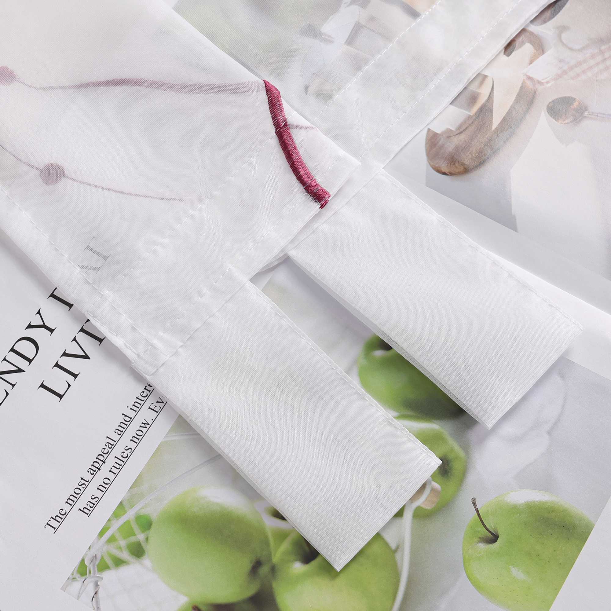 Schiebegardinen mit Schlaufen 2er Flächenvorhänge Schiebevorhang mit Wellenperlenmuster Stickerei Transparent